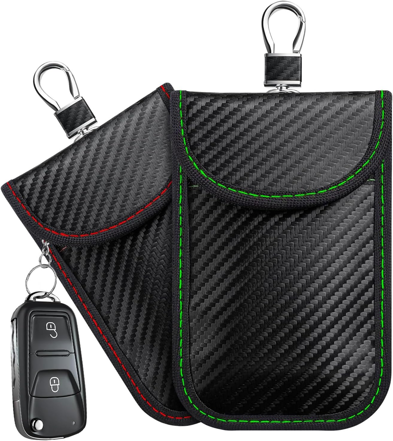 Faraday Pouch for Car Keys,2 Pack Faraday Key Fob Protector Bag,Car RFID Signal Blocking Pouch,Anti-Theft Car Security Cage image number 4