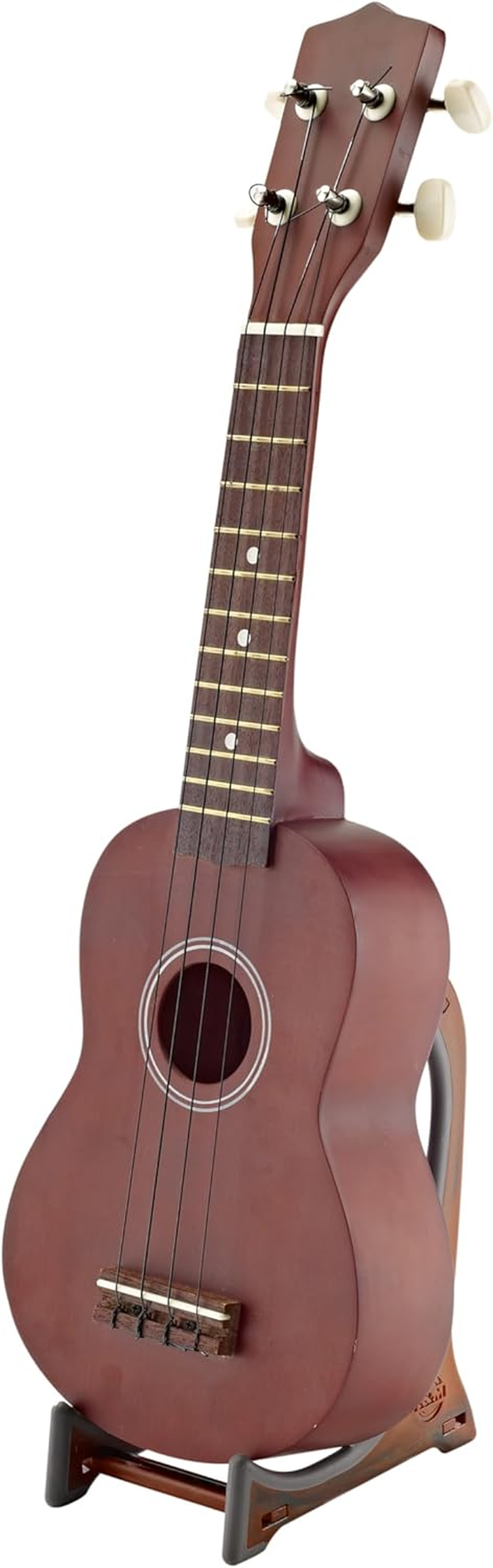 K&M 15550 Display Stand for Violin, Ukulele, Viola - Wood Effect - Triple Strut - Holding Bracket with Rubber Coating image number 2