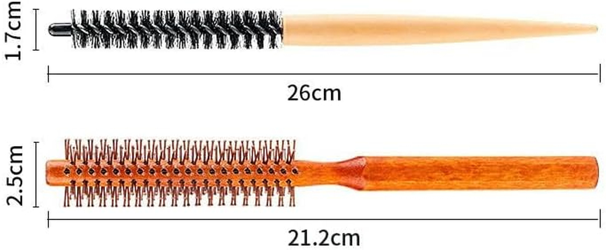 Liyquint 2 Pack Small round Hair Brush Set, Mini Nylon Bristle Curl Brushes for Thin Short Hair & Bangs Styling, Portable Blow Drying Roller Combs for Lifting and Volume, Unisex Design (Brown) image number 3