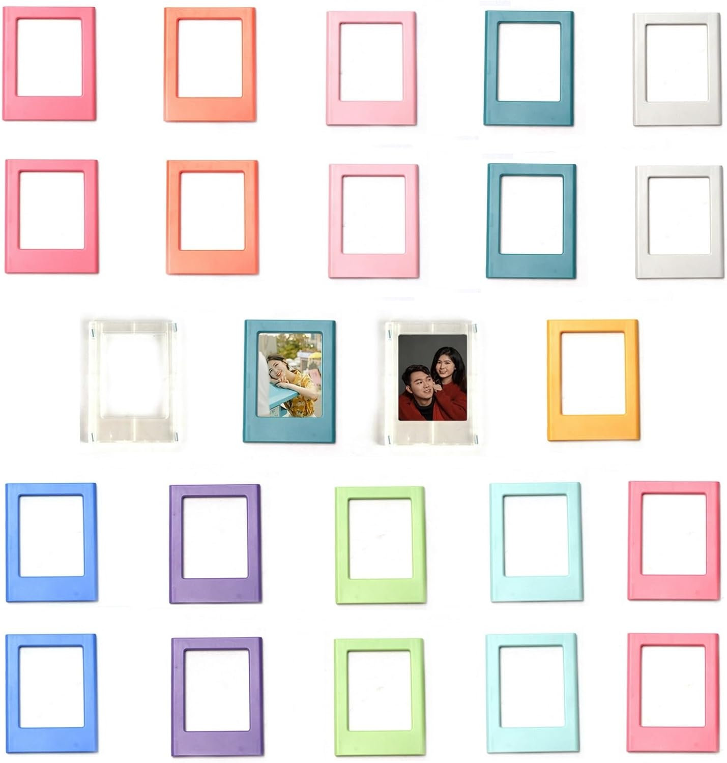 GYB 12PCS Colorful Magnetic Photo Frame for 3 Inch Mini Photo, Picture Collage Frames for Fridge Metal Surfaces, DIY Photo Frame (2 Sets)