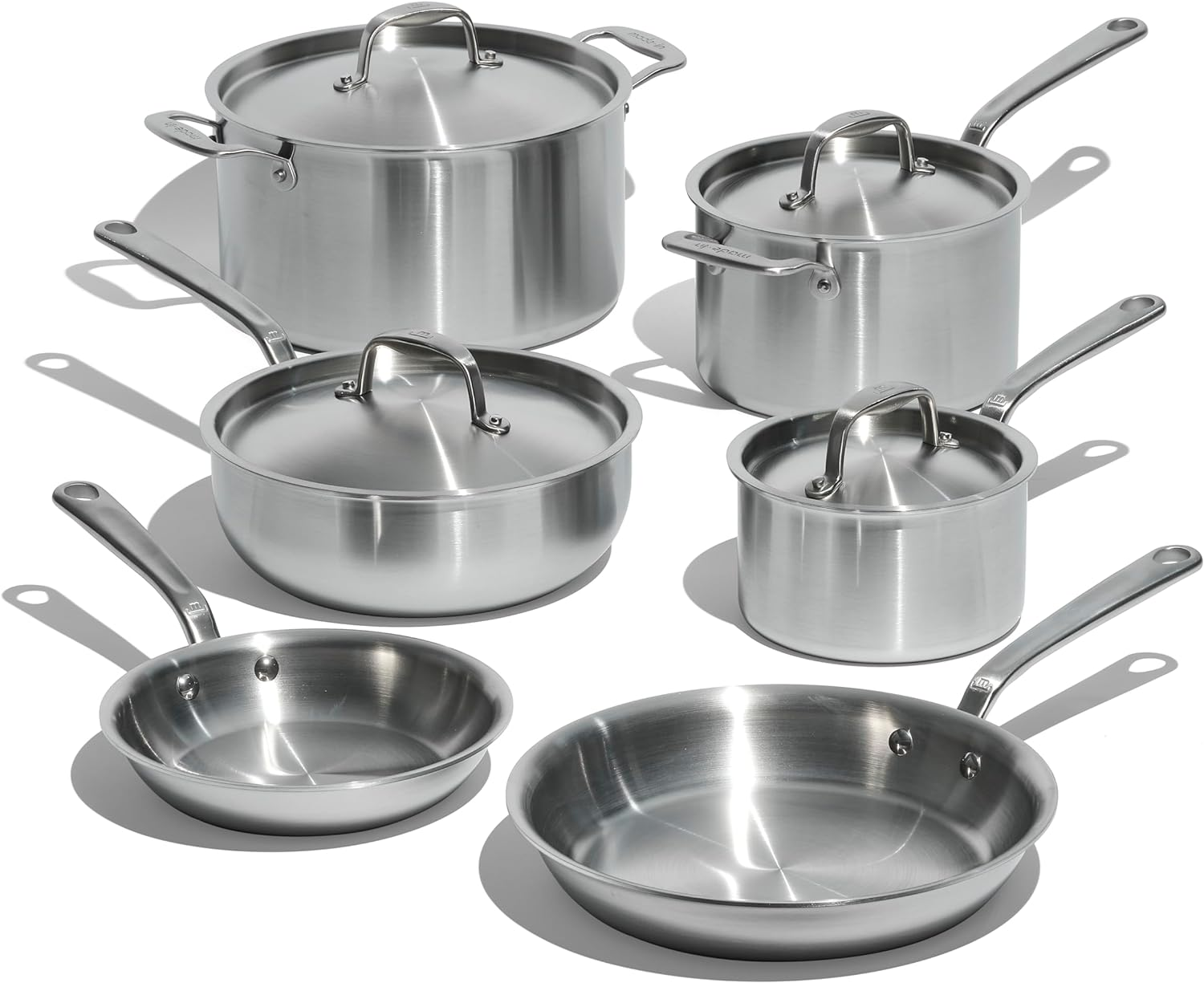 Made in Cookware - 10 Piece Stainless Steel Pot and Pan Set - 5 Ply Clad - Includes Stainless Steel Frying Pans, Saucepans, Saucier and Stock Pot W/Lid - Professional Cookware - Crafted in Italy image number 4