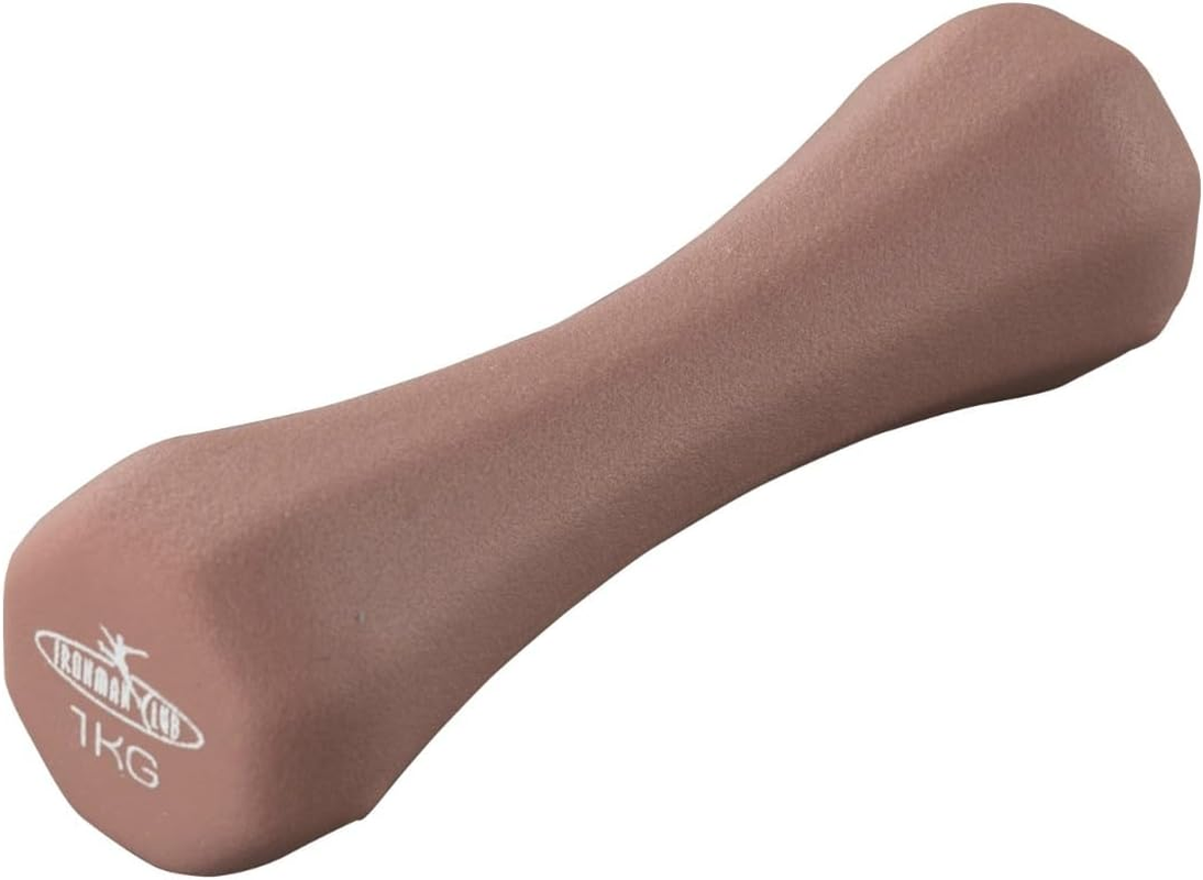 IRONMAN CLUB KW-717DP Butte Dumbbell, 2.2 Lbs (1 Kg), Dusty, Pink, Rubber Coat, Jogging