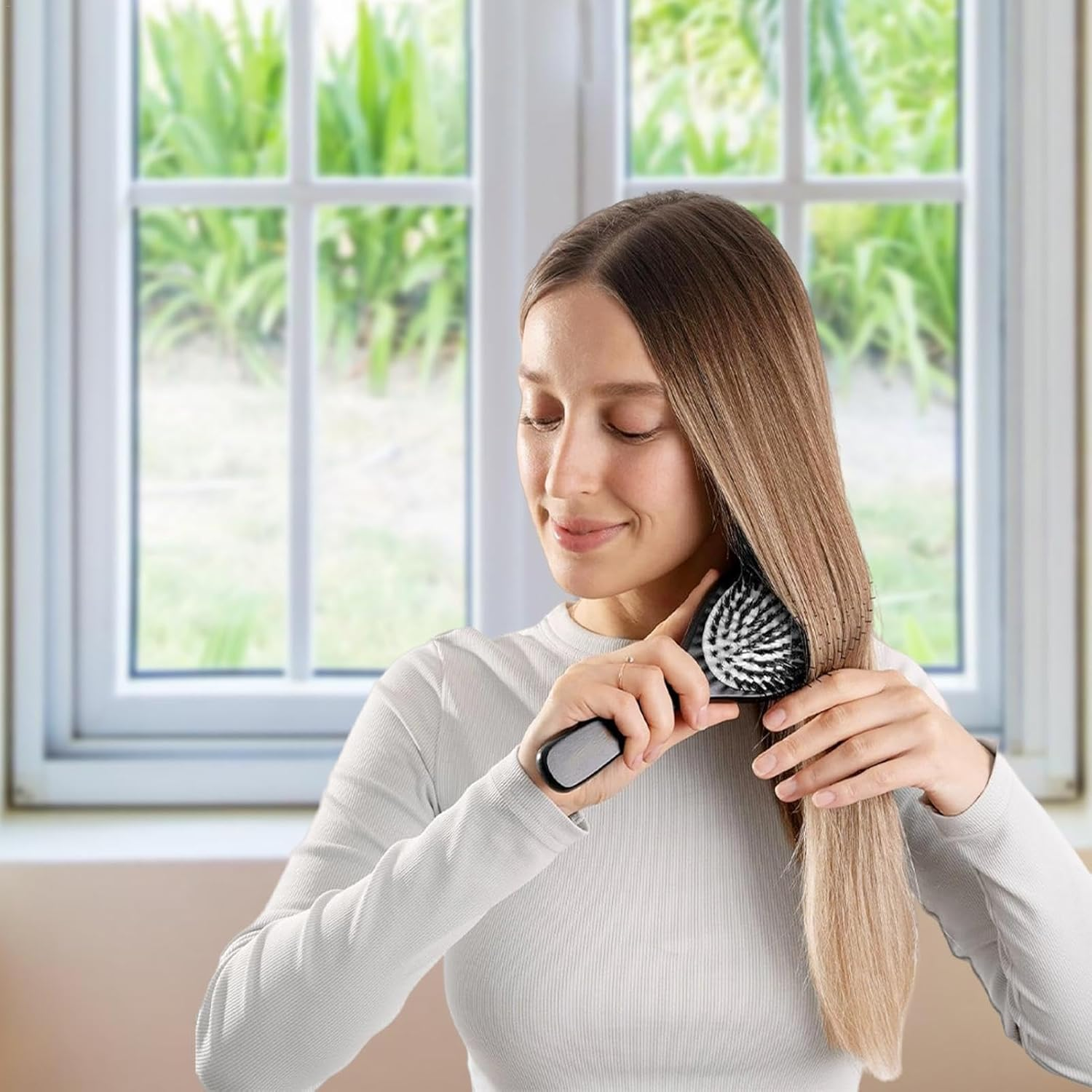 Yorajuy Oily Hair Brush, anti Frizz Hair Brush, Hair Care for Thick Curly Thin Long Hair, Tipless Bristles to Prevent Breakage image number 2