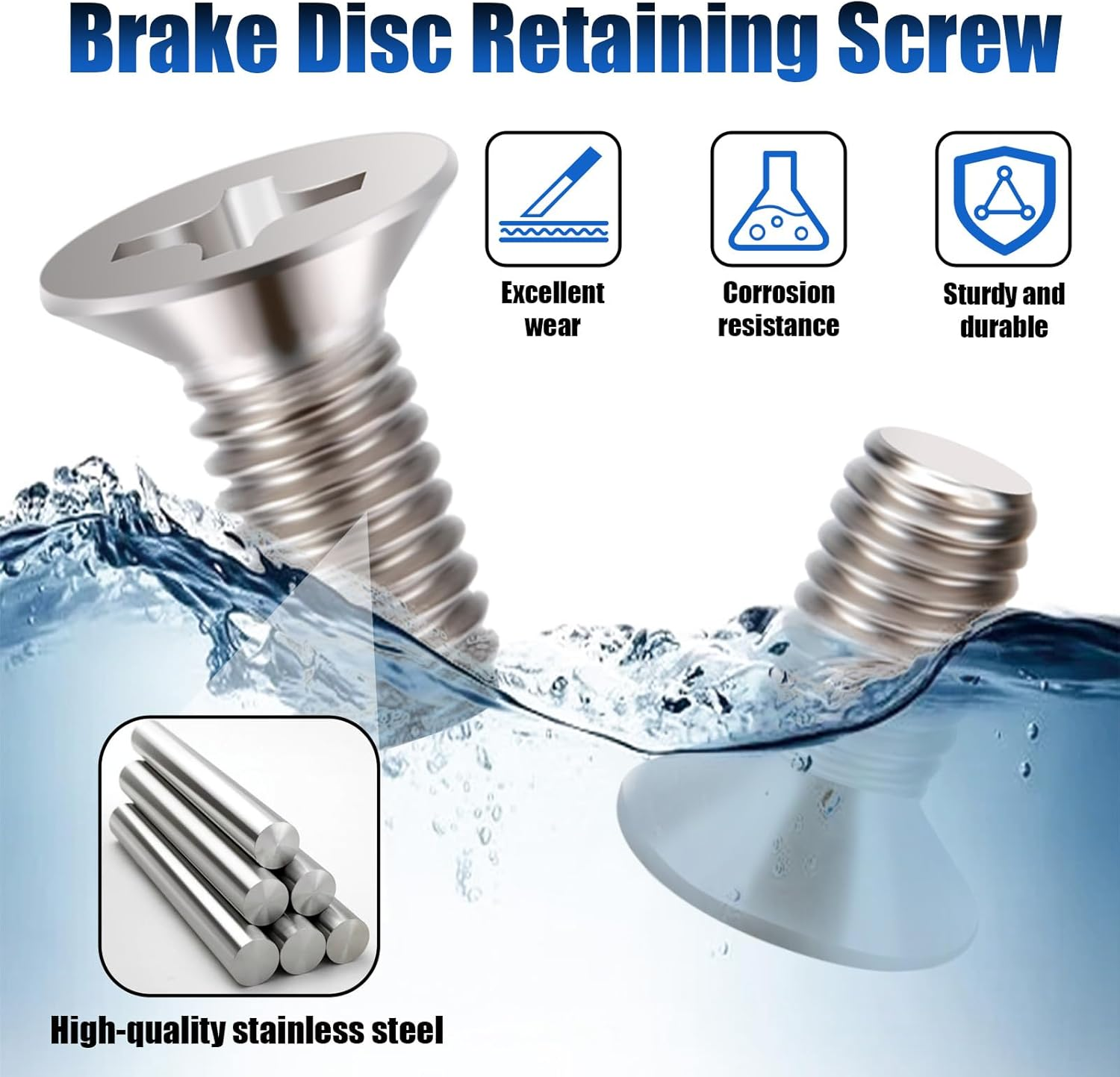 8 PCS Stainless Steel Brake Disc Rotor Screws, Brake Disc Rotor Screws for Front and Rear, 93600-06014-0H, Disc Brake Fixing Screw Compatible with Honda, Acura, Hyundai and Kia Models image number 3