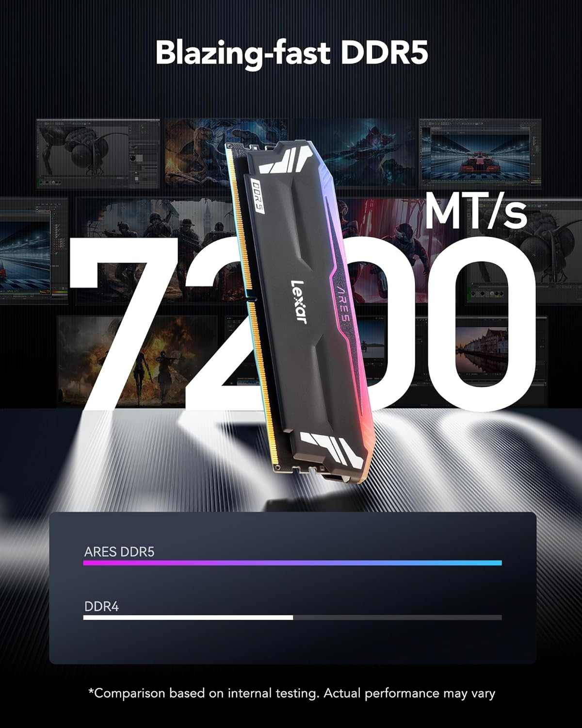 Lexar ARES RGB DDR5 RAM 32 GB Kit (2X16 GB) 7200 Mhz, 288-Pin UDIMM Desktop Memory, PC Gaming Computer Memory for XMP 3.0/AMD Expo, Empowered by SK Hynix, CL34-42-42-84, 1.4V image number 1