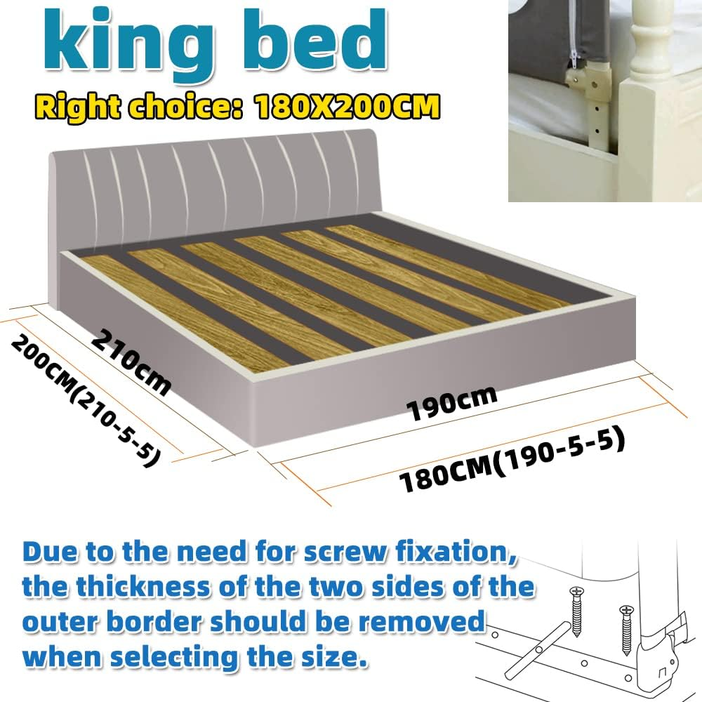 100CM Height Toddlers Bed Rails, Baby Safety Bed Guard, Height Adjustable Bed Side Fence, Child Folding Protection Guardrail&hellip; (King Set(2X200Cm,1X180Cm))