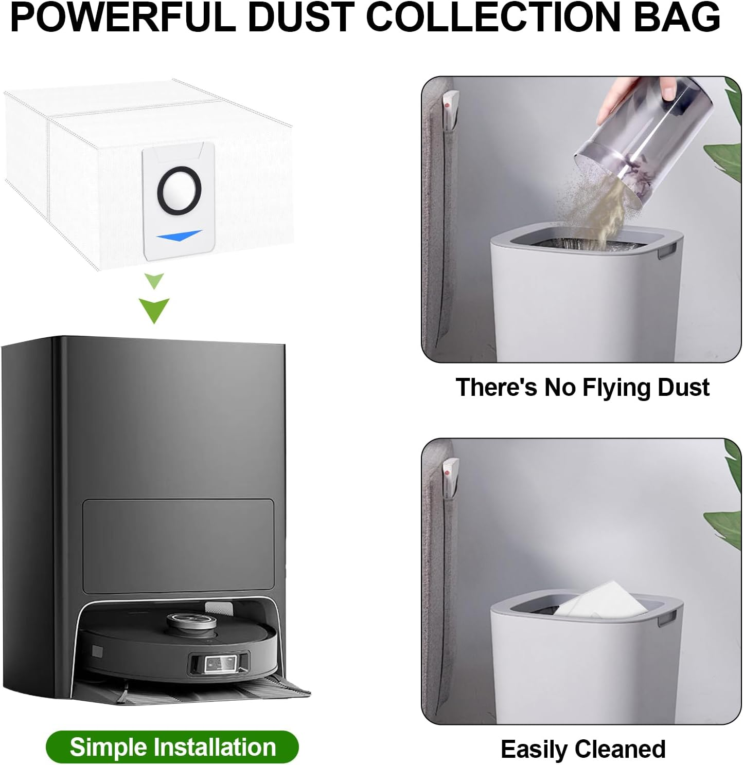 YBVABE 4Pack Vacuum Cleaner Bags for Ecovacs Deebot X1 Omni, X1 Plus, T10 Omni, T10 Plus, T20 Omni, X & T Series Replacement Dust Bags Large 3.3L Capacity image number 6