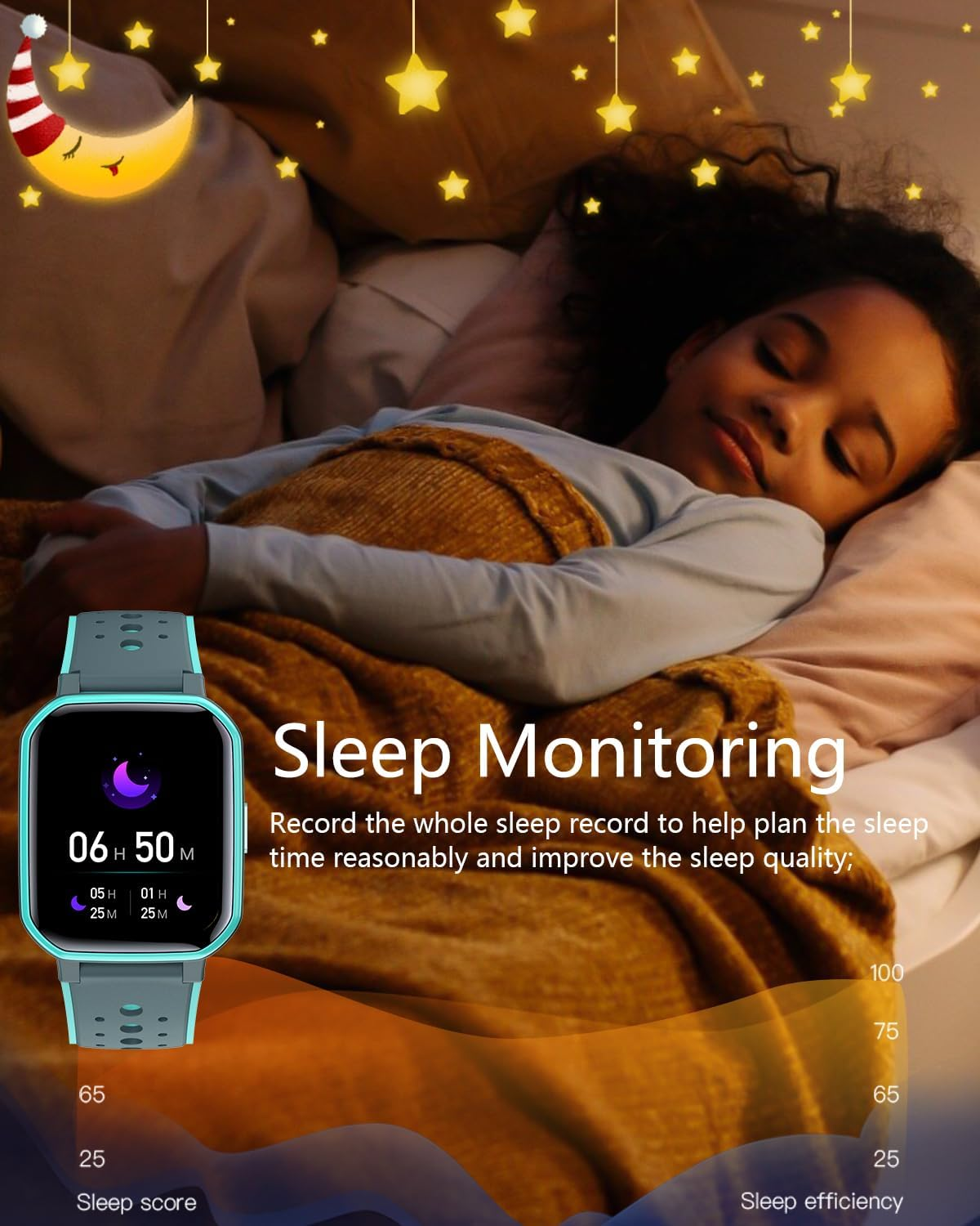 Fitness Tracker Smart Watch for Kids, 1.54'' Smartwatch with Puzzle Games, Pedometer, Heart Rate, APP Control, Sleep Monitor, Alarm Clock, Calorie Step Counter, Birthday for Girls Boys 6-14 (Green) image number 3