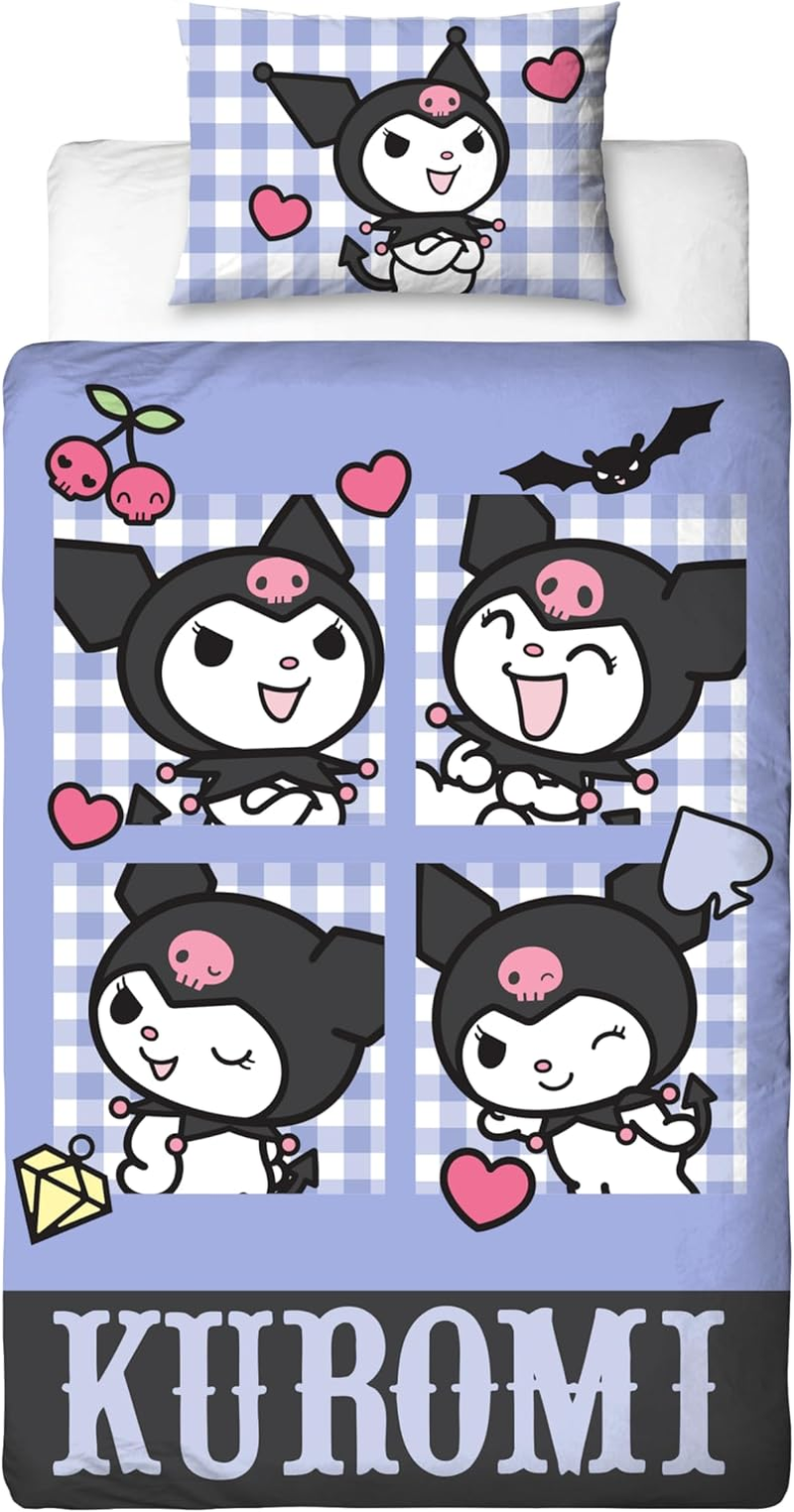 Character World Hello Kitty Officially Licensed Rebel Design Single Duvet Cover Set | Reversible 2 Sided Kuromi Bedding Including Matching Pillow Case | Perfect for Kids Bedroom | Polycotton image number 6