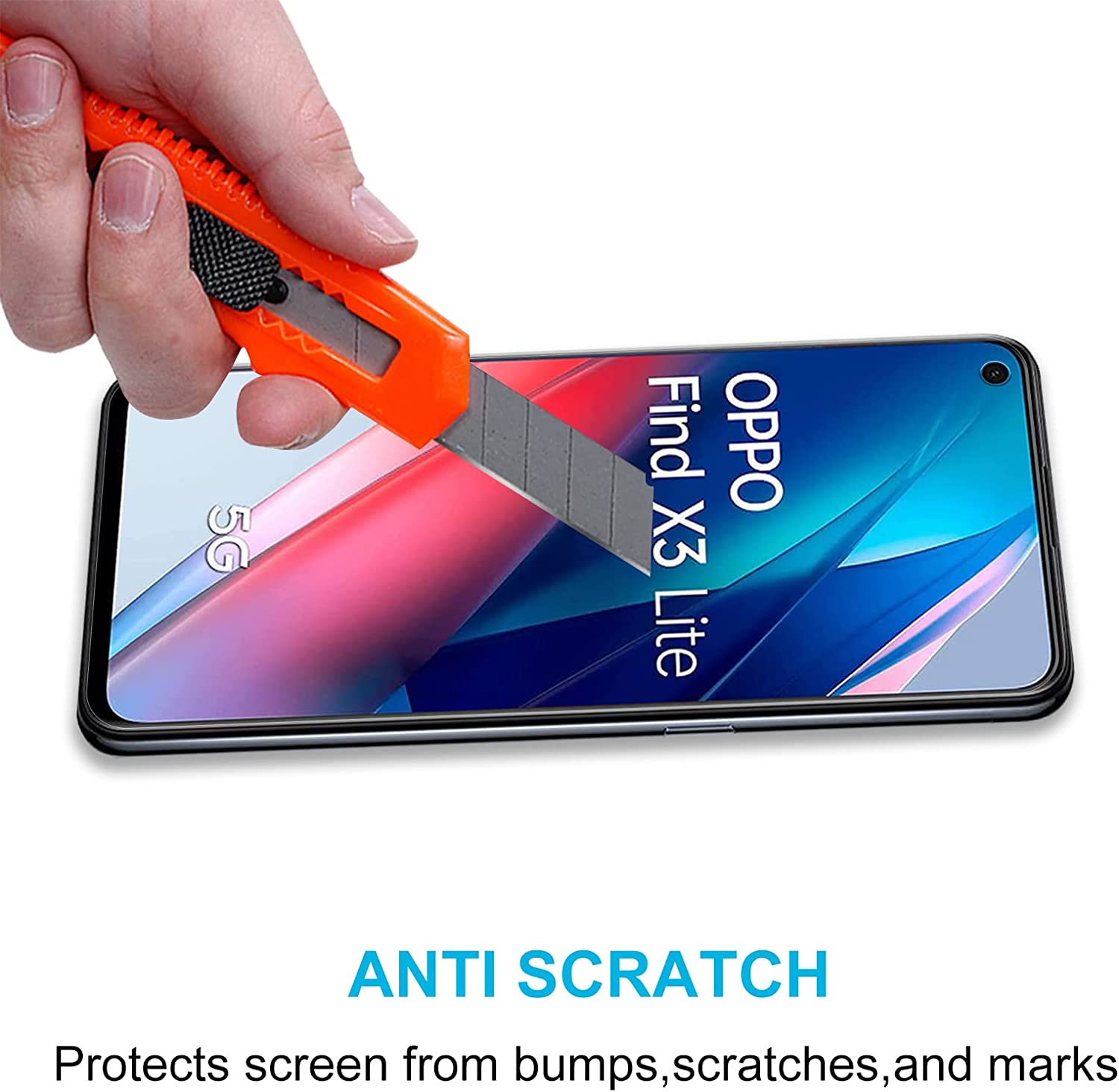 Didisky [3 Pack] Tempered Glass Screen Protector for OPPO Reno 5, Reno 6, Find X3 Lite, anti Scratch, 9H Hardness, No Bubbles, High Definition, Case Friendly, Transparent image number 3