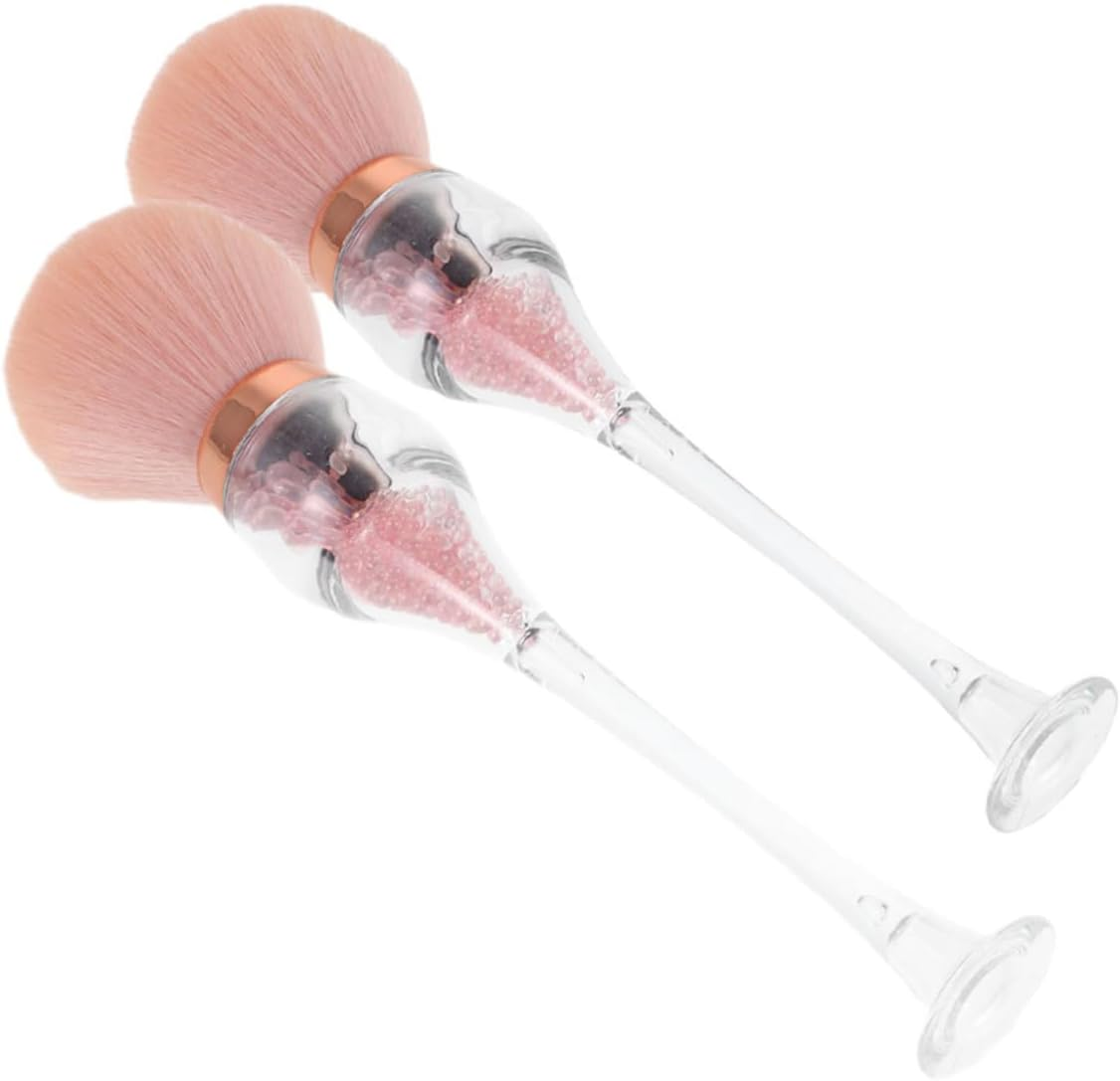 DECORNIJIA 2Pcs Nail Dust Cleaning Brush Soft Bristles Manicure Tool Unique Wine Shape Design for Dust Removal Salon Nail Art Brush image number 6