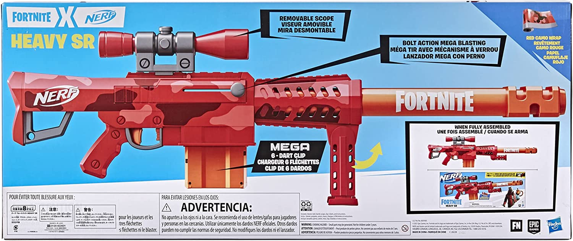 NERF  - Heavy SR Blaster - 43" (1.1M) Long - 6 Mega Darts - Bolt-Action - Removeable Scope - Inspired by Video Game - Outdoor Games and Toys for Kids - Boys and Girls - F0928 - Ages 8+ image number 6