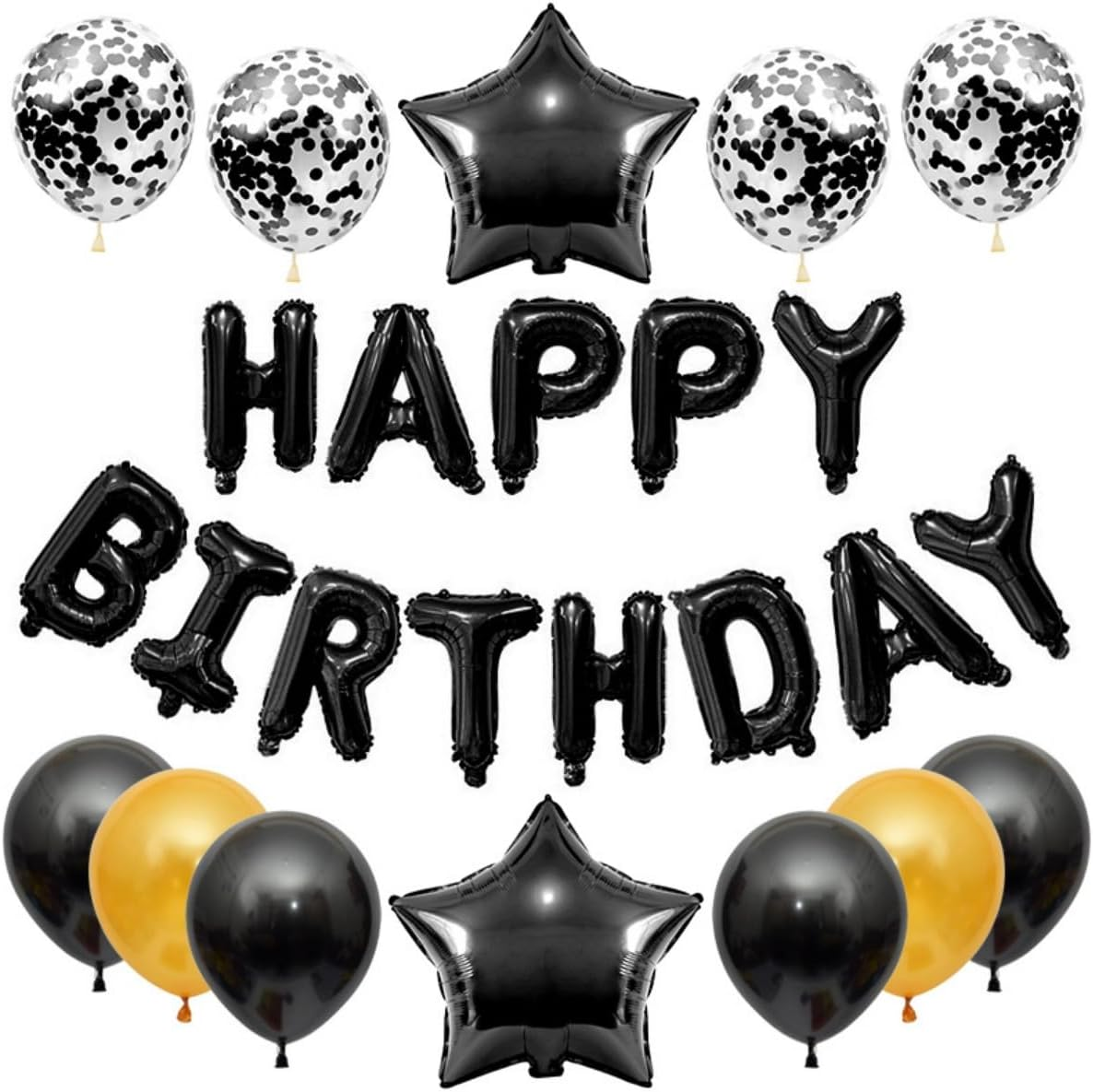 Costume Bay Balloon Garland Kit - Green Metallic Gold White Latex Balloons Party Supplies for Baby Shower Happy Birthday Party Decorations Wedding Anniversary (Happy Birthday - Black, ONE) - 76Pcs - Anna image number 1