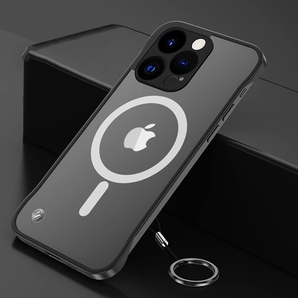 RUNGOS for Iphone 14 Pro Max Case Magsafe (Borderless Translucent Matte) [Bare Metal Feel] [Strong Magnetic] Slim Case for Iphone 14 Pro Max Magsafe Case, 14 Pro Max Magnetic Case Thin 6.7'', Black image number 2