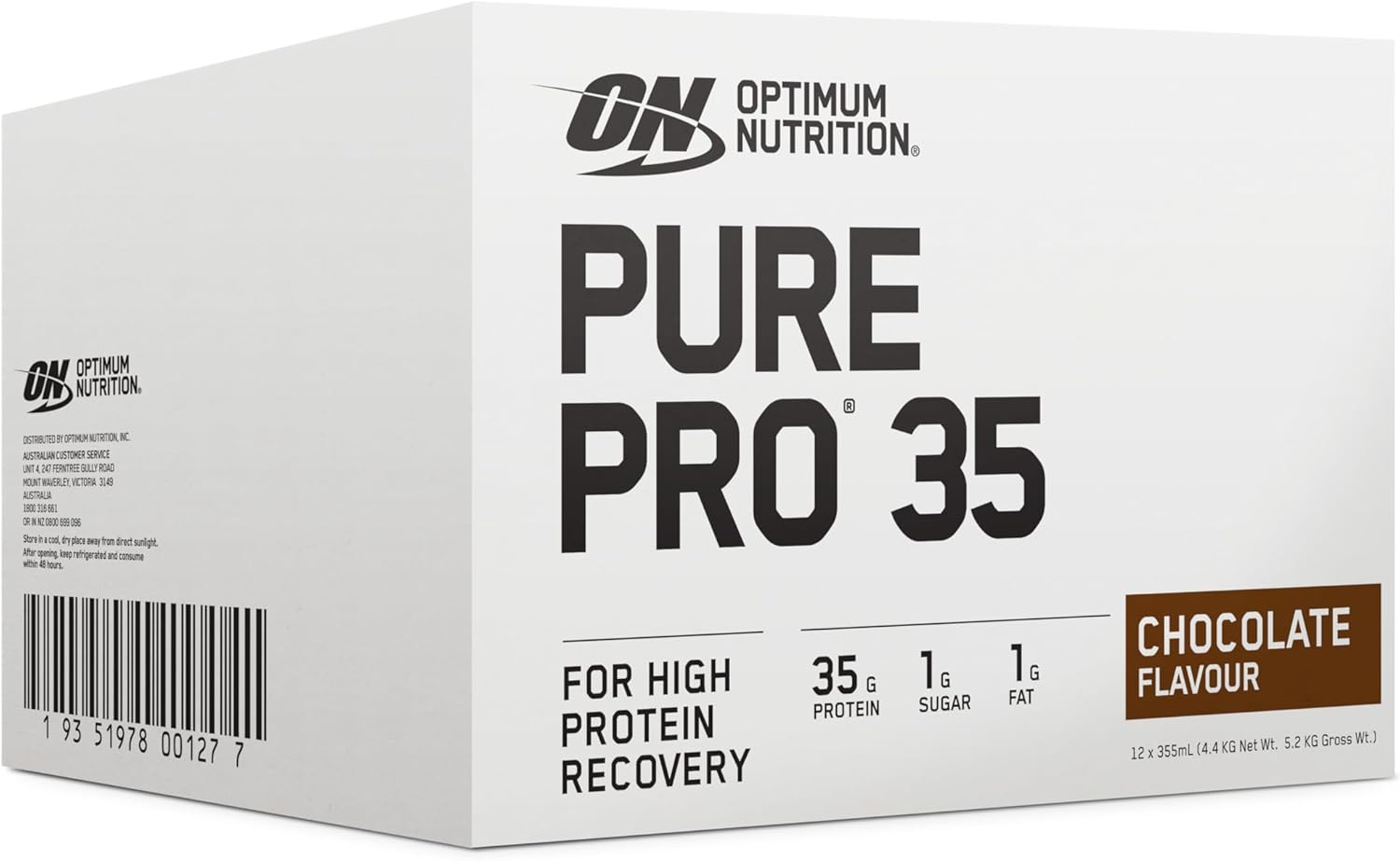 OPTIMUM NUTRITION Pure Pro 35 Protein Drink, Vanilla Flavour, 355Ml, 12 Pack