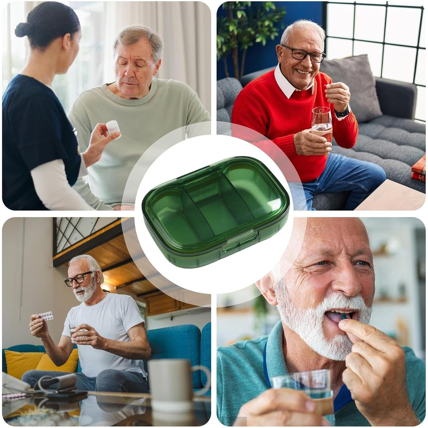 Clear Travel Pill Box - 7X5X2.6Cm Daily Pills Organizer, Portable Pill Box Aesthetic, Separate 3 Compartment Travel Pills Container | Medication Case for Pocket Purse, Daily Supplements image number 2