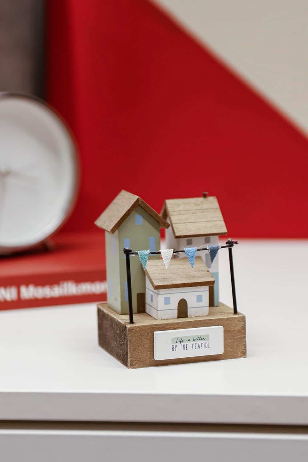 Ballarart CO. Rustic Seaside Miniature House Decor, MDF Wooden Coastal Village Ornament, Home Office Shelf Decoration, 5.5 X 5.3 X 8 Cm image number 4