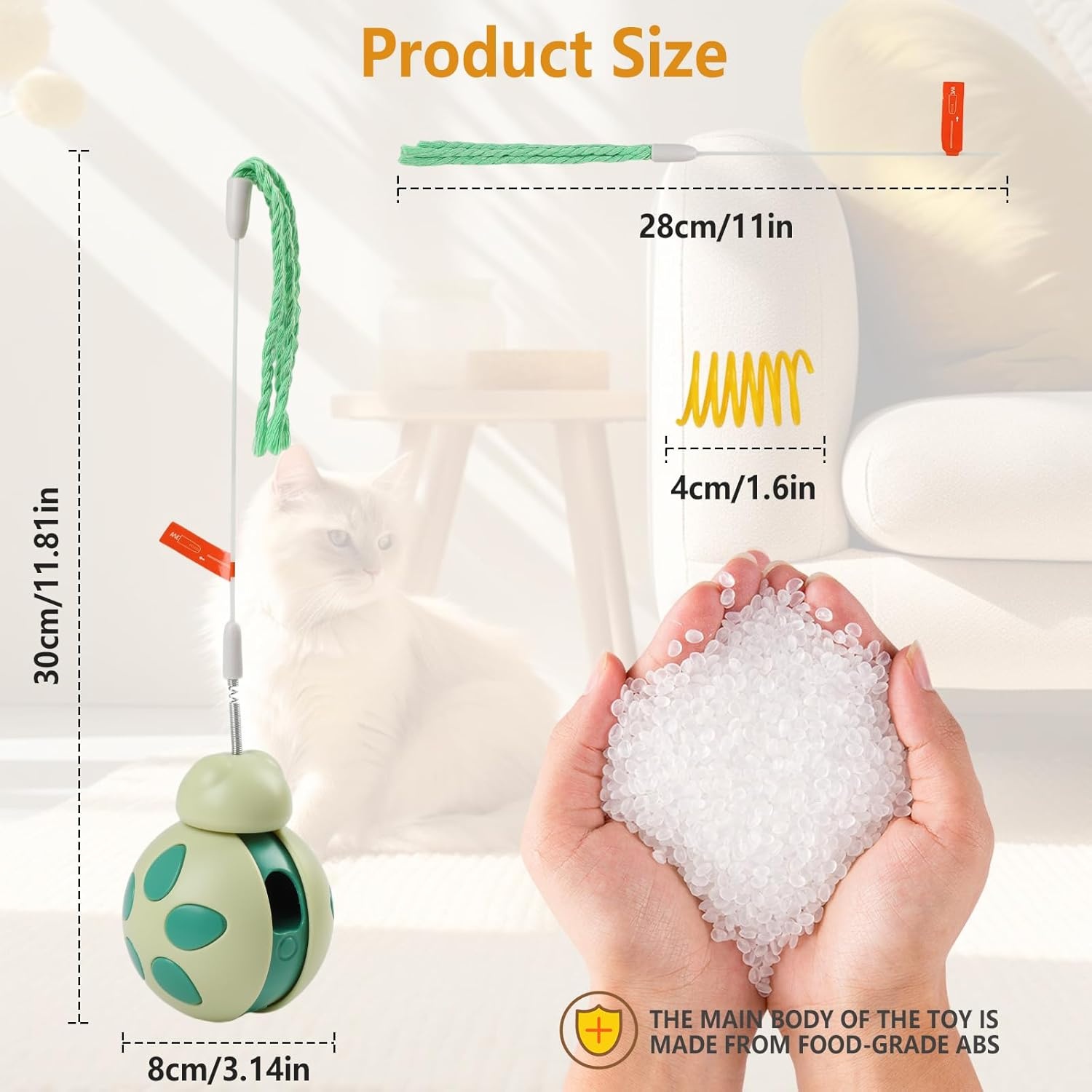 Bigqin Interactive Cat Toy for Indoor Cats, Tumbler Kitten Toys with Cat Wand and 4 Pack Spiral Springs, Attractive Cat Treat Dispenser, Cat Presents for Exercise/Boredom Relief image number 3