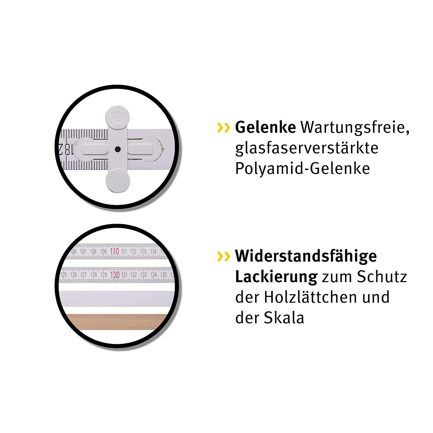 STABILA Folding Rule Type 717, 2 M, White, White/Yellow, Metric Quick Read Scale, Angle Function, PEFC Certified Wood, Polyamide Joints image number 1