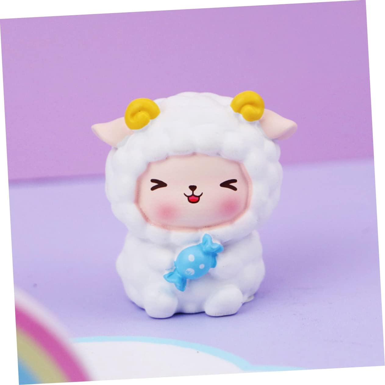 Sosoport 4Pcs Mini Resin Sheep Ornaments Decorative Animals for Car Living Room Office Sheep Cake Decorations Set image number 4