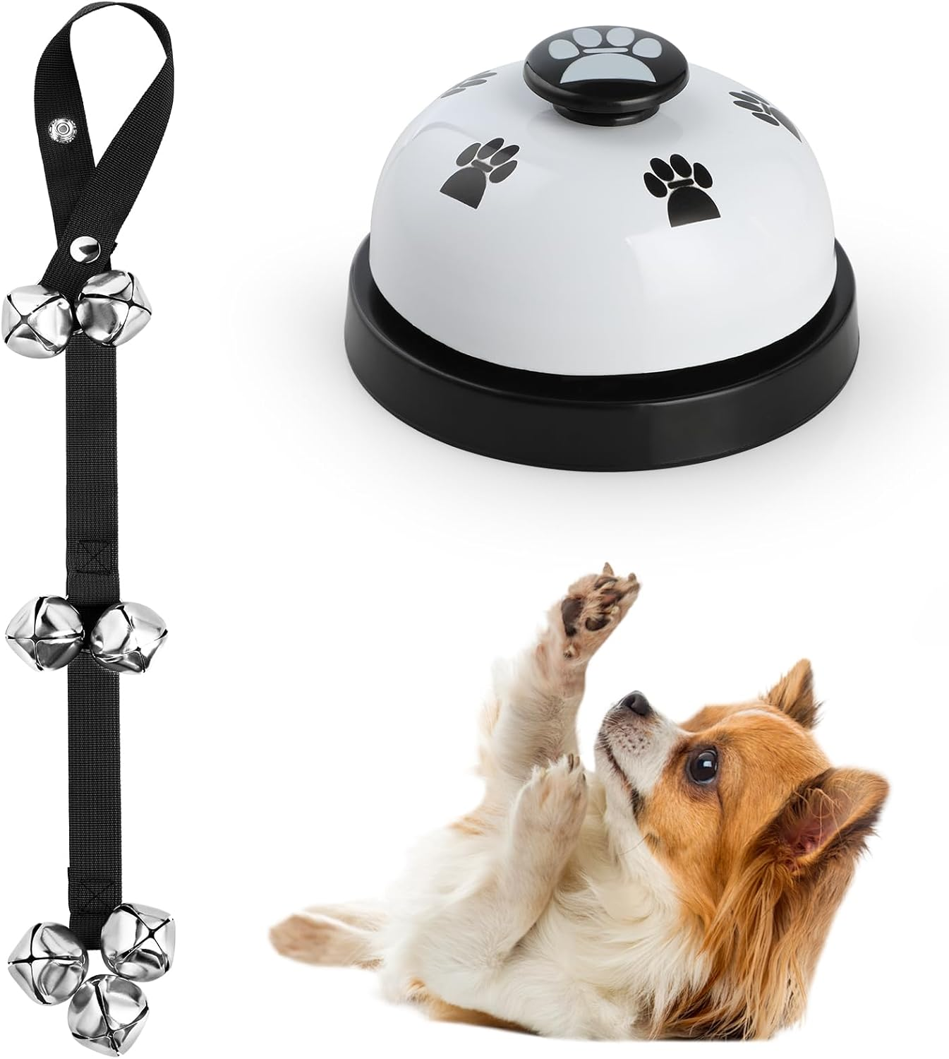 Dog Doorbells (2 Pack), KIKISML Puppy Door Bell Pet Training Bell for Ring Go outside Potty Communication Toilet Train Door Knob Adjustable Strap 7 Extra Large Loud Bells Cat Interactive Toys, Black image number 2