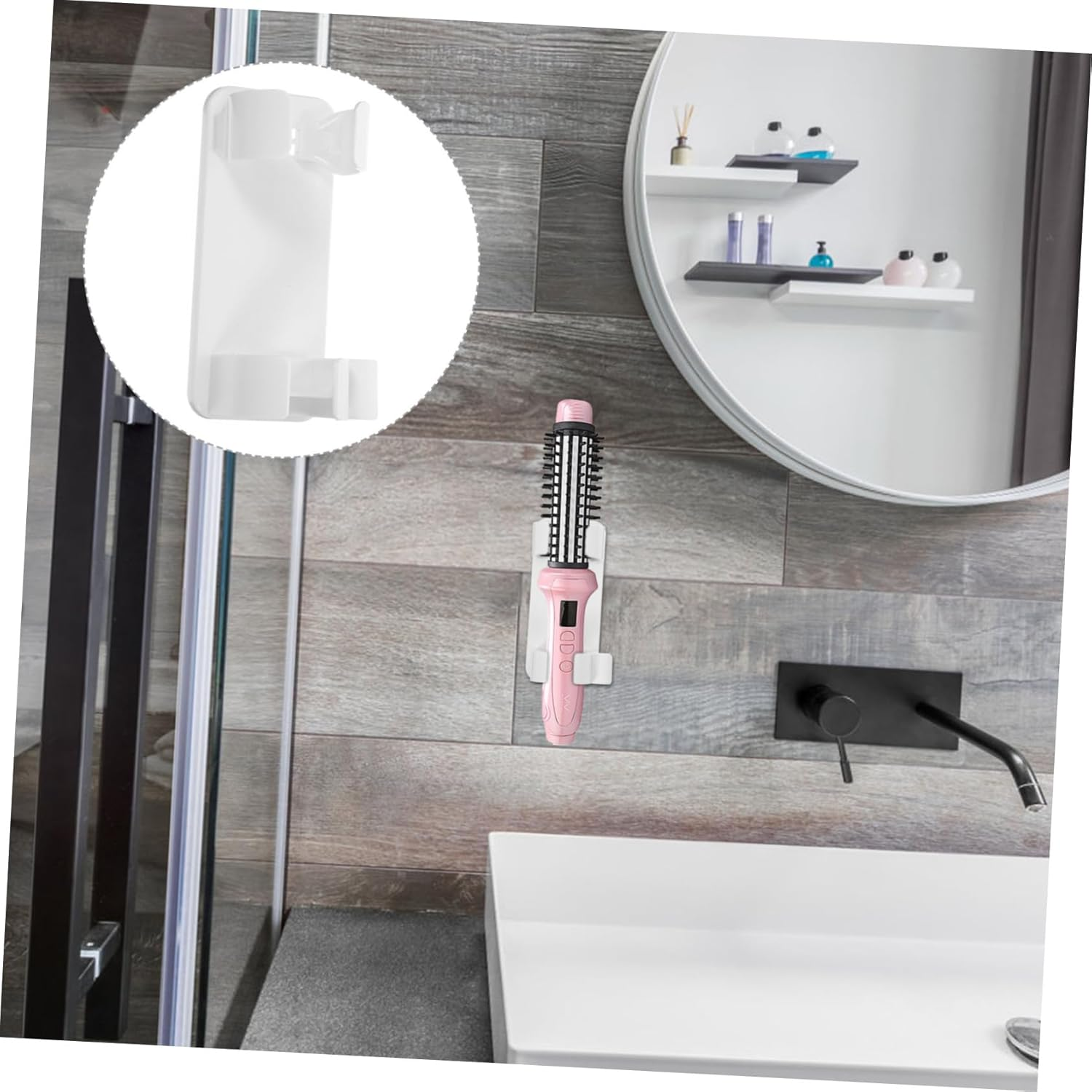 DEARMAMY Bathroom Wall Rack Hair Curler Holder Storage Organizer Hair Dryer Wall Mount image number 2