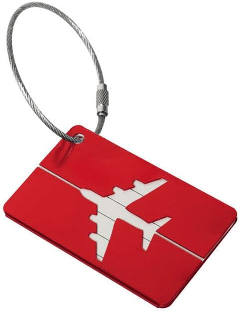 AIMALL Luggage Tag Aluminum Travel Baggage Suitcase Identity Address Name Label Cards with Wire Rope, Waterproof & Information Cards Included, 2.95X1.73 In image number 1