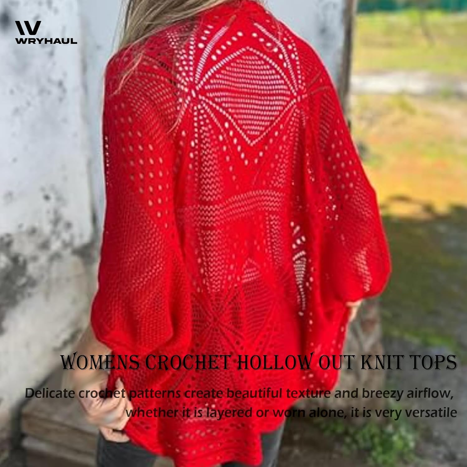 Arisefrom Hollow Half-Sleeve Cardigan, 2025 New Womens Crochet Hollow Out Knit Tops, Lightweight Hollow Knit Half-Sleeve Cardigan, Women Summer Sweater Lightweight image number 5