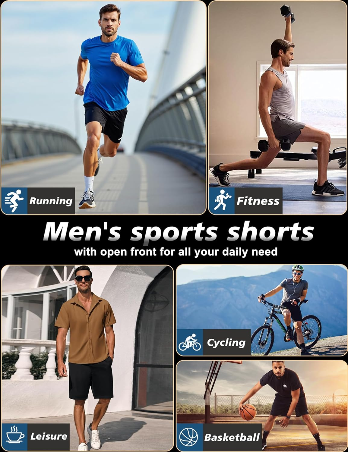 Gym Shorts for Men Quick Dry 3 Pack Running Shorts Fitness Sports Adult Pants Soft Breathable with Pockets image number 6