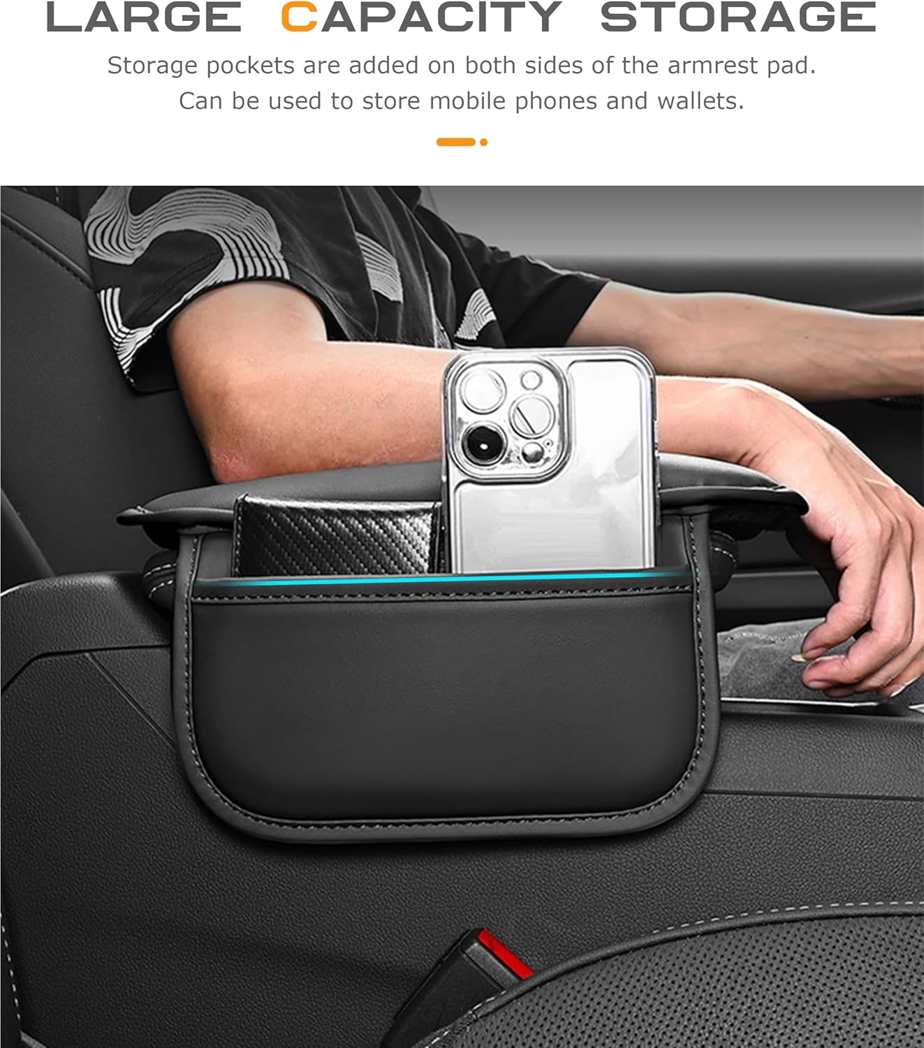 Center Console Cover,Arm Rest Cover for Car,Car Accessories Car Center Console Cover,Center Console Cover with Storage Bag,Car Interior Accessories for Most Vehicles Vehicles SUV (Black)