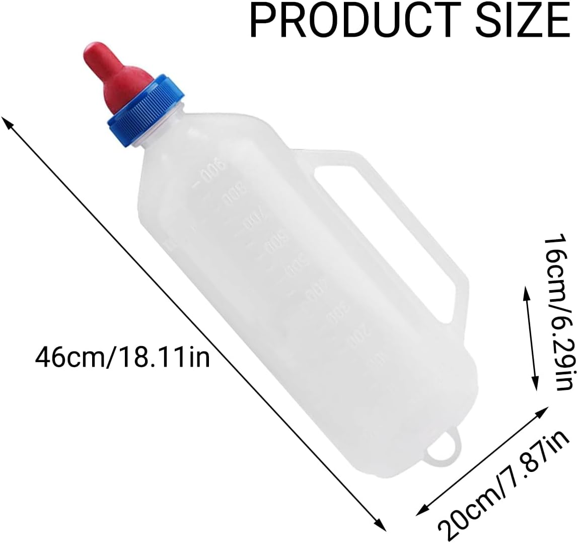 AIMALL 1000ML LDPE Sheep Milk Bottle with Handle, Detachable Nipple, Calf and Lamb Feeding Bottle for Easy Milk Feeding, 1.5L, Bionic Design Rubber Nipple for Lambs image number 4