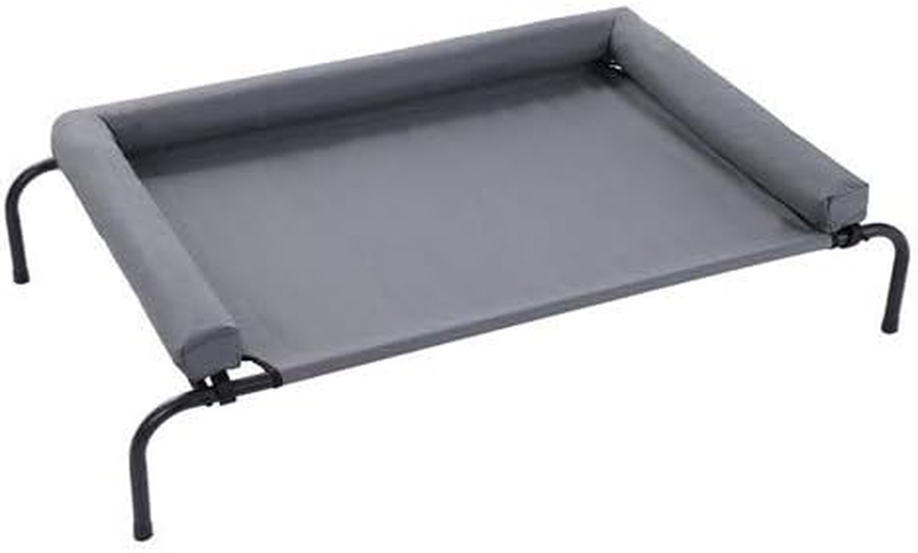 Grey Elevated Bolster Pet Dog Puppy Washable Raised Framed Bed 122X72X29 Cm