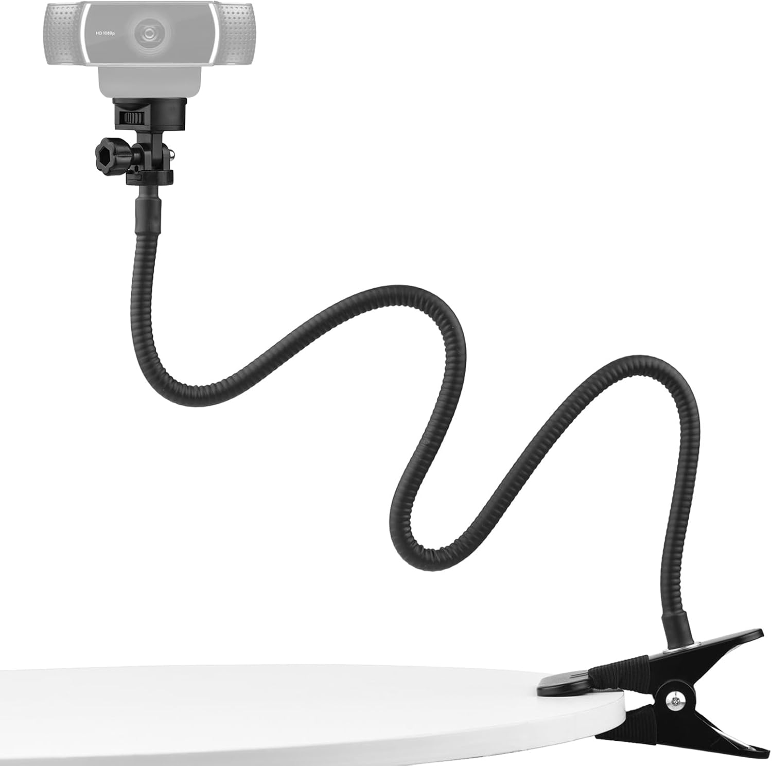 Zolyet 72Cm/28In Webcam Stand Ible Desk Mount Bracket with 1/4 Inch Screw 1Kg Load Ty for Web Camera C930E/C930/C920/C922X/C922/C925E/C615 for Phone Small Video Light Black image number 5