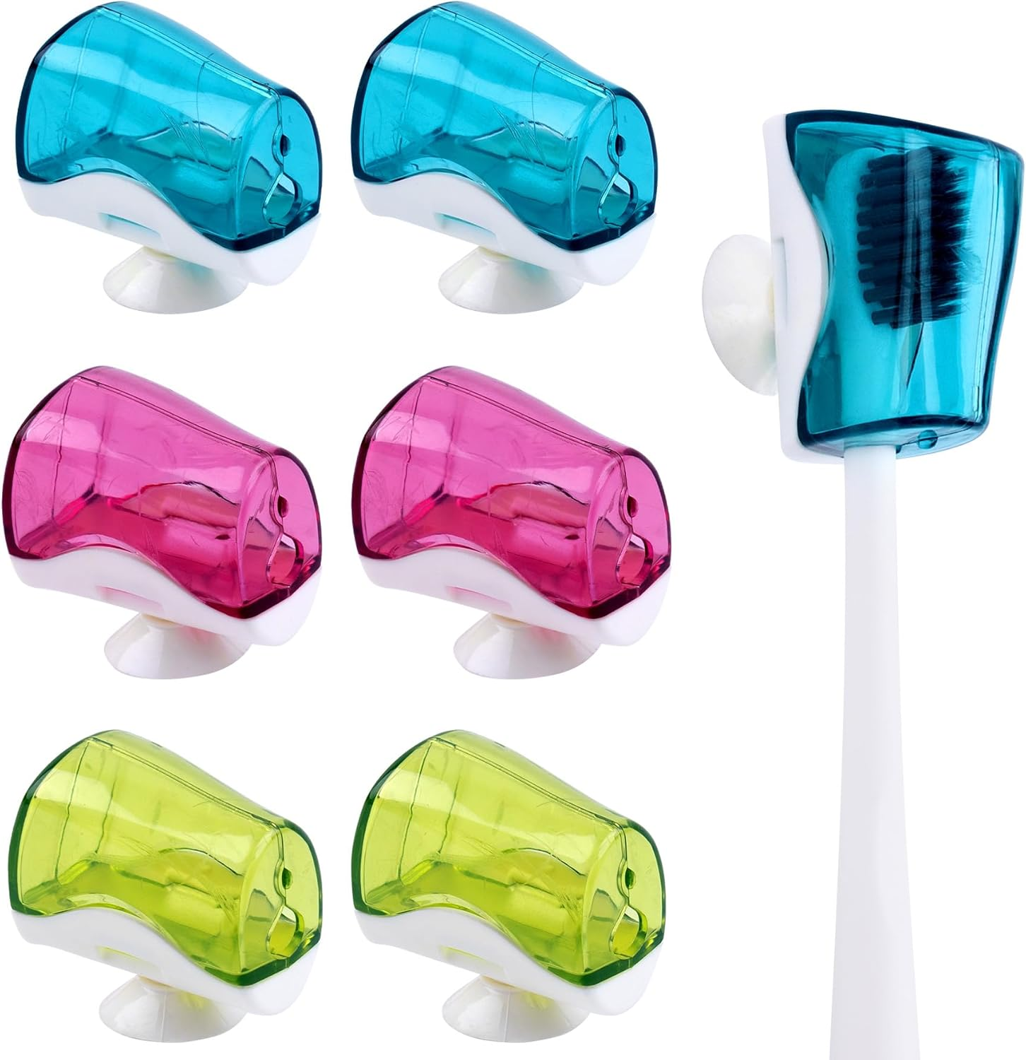 AUEAR, 3 Pack Toothbrush Head Covers with Suction Cup anti Dust Wall Holder Mirror Protective Case for Home Travel Outdoor & Camping