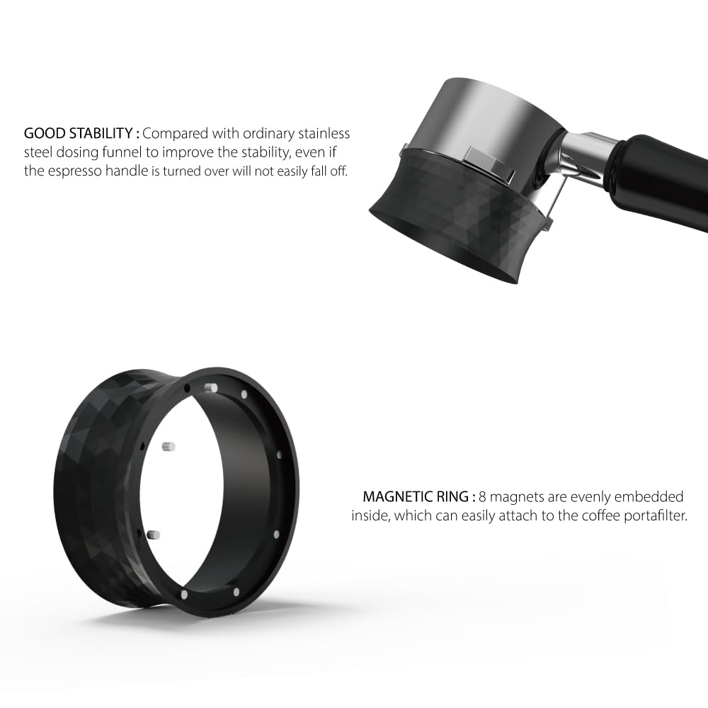 KYONANO 58Mm Magnetic Dosing Funnel, Espresso Coffee Dosing Ring, Compatible with All 58Mm Portafilter, Espresso Accessories for Barista, Home, Cafe image number 5