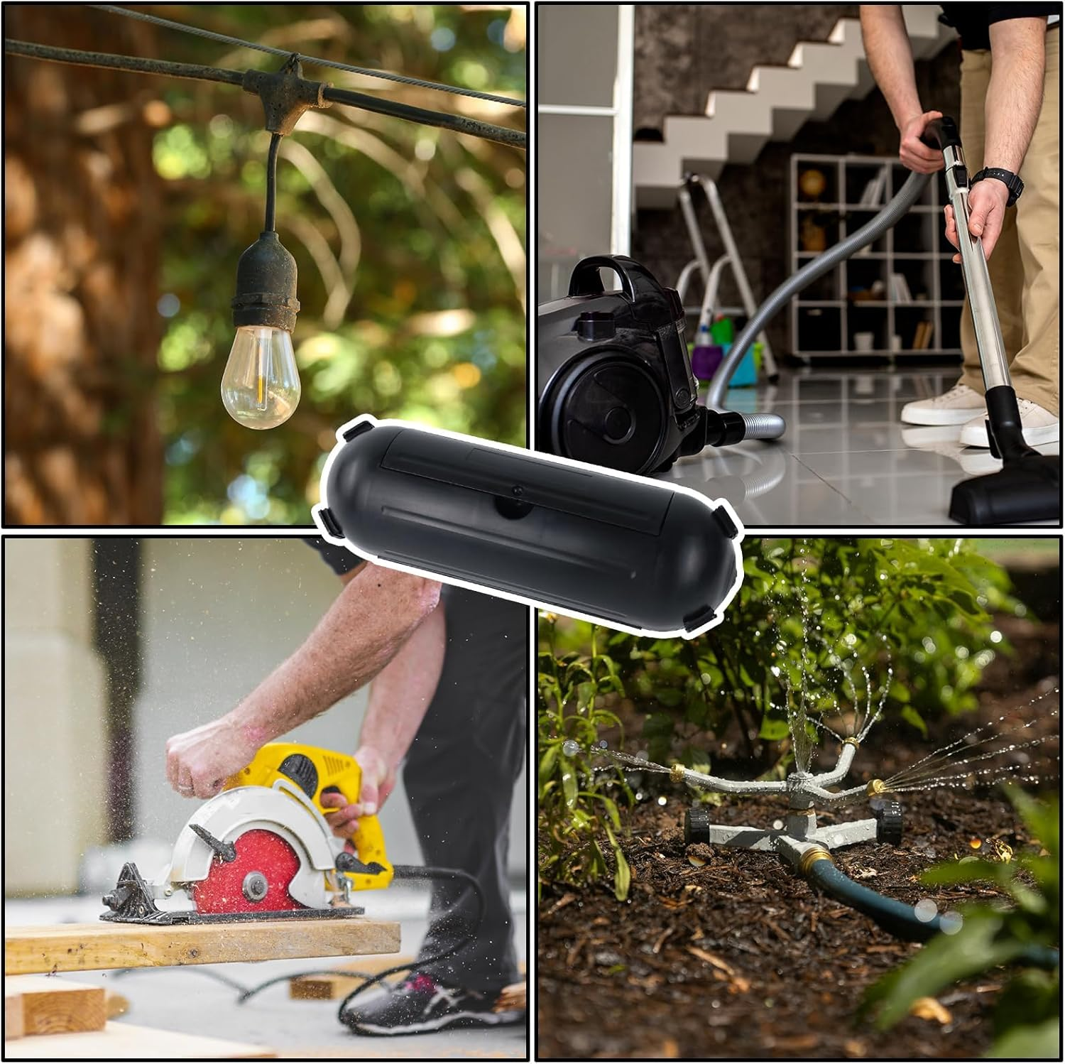 EP 3 Pack Extension Cord Safety Cover - Indoor Outdoor Waterproof Seal Housing for AWG 12/14/16 Cords - Protect Holiday String Lights, Plugs, and Wires - Black image number 5