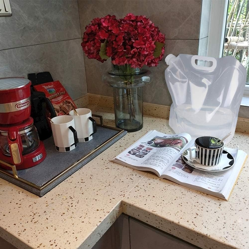 Soddeph Collapsible Water Container Bag, BPA Free Food Grade Clear Plastic Storage Jug for Sport Camping Riding Mountaineer,Freezable, Food Grade (1-Pack-1.3 Gal) image number 4