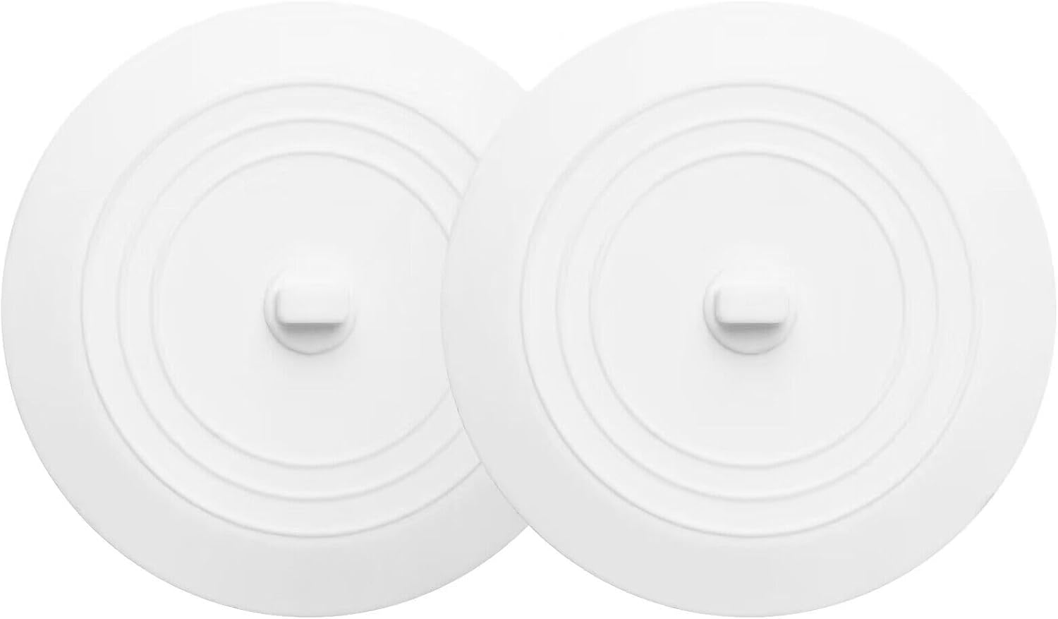 Vaincre White Bathtub Drain Stopper - 2PCS 5" Silicone Kitchen Bathroom Hair Water Shower Stopper, Bathtub Drain Plug, Universal Flat Suction Shower Kitchen Cover, Bathroom Laundry Accessories image number 2