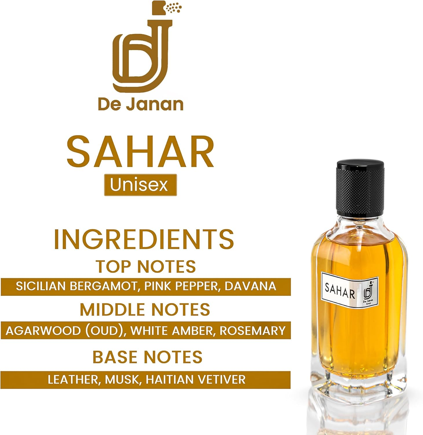De Janan SAHAR Eau De Parfum &ndash; Mysterious, Enchanting & Irresistible Scent &ndash; Sophisticated Blend of Oud, Bergamot & Musk Notes &ndash; Long-Lasting & Perfect for Any Occasion &ndash; 100Ml (Pack of 1) image number 5
