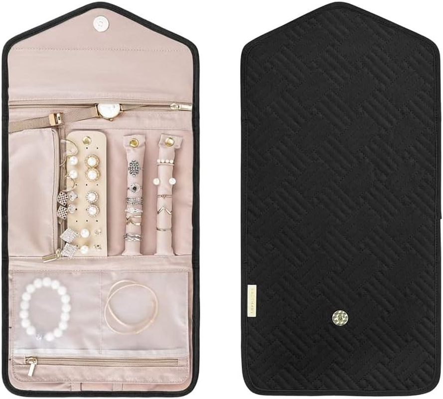 Travel Jewellery Roll -Jewellery Travel Pouch Portable Case Box Organiser, Durable Nylon-Polyester Material, 9X5.9 in Closed, 17.7X5.9 in Open image number 5