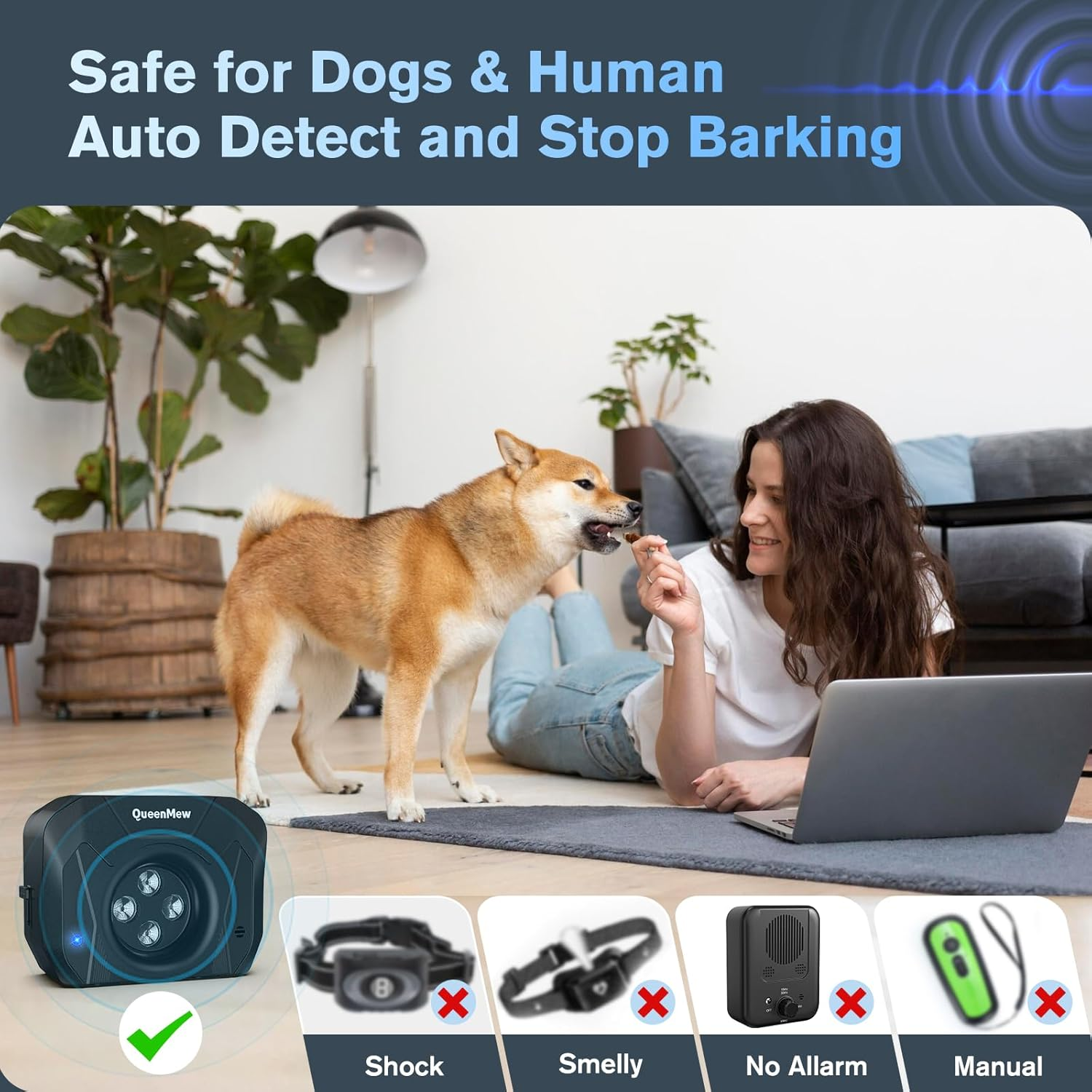 Bubbacare anti Bell Device Dogs, 4 Transmitters Anti-Bark Ultrasonic Device, 33 Feet Dog Barking Stop, 3 Modes, Aanti Bell Device Dogs for Large Small Dogs, Training Alarm Outdoor and Indoor image number 6