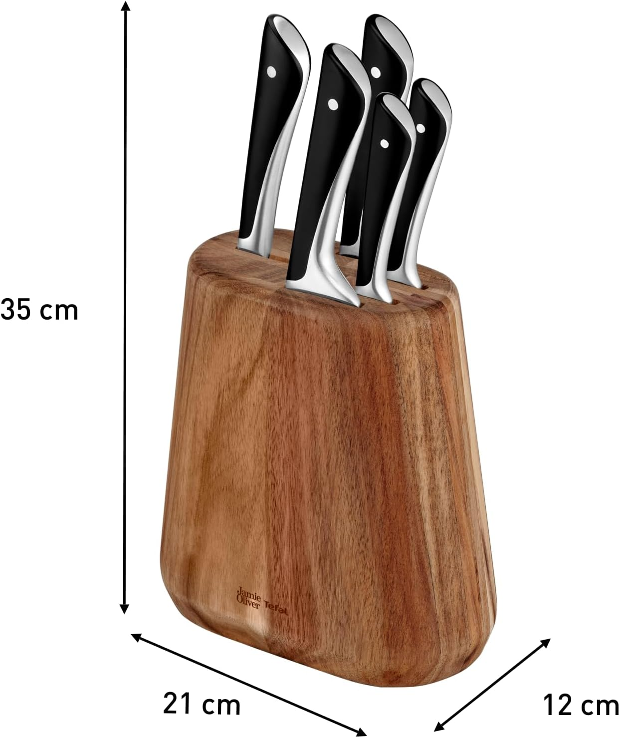 TEFAL Jamie Oliver by Tefal, Knife Block 5Pc Set, K267S655, Kitchen Knives, Ice Hardened for Superior Performance, Made in Germany, Weighted Kitchen Knives for Comfortable and Secure Grip image number 5