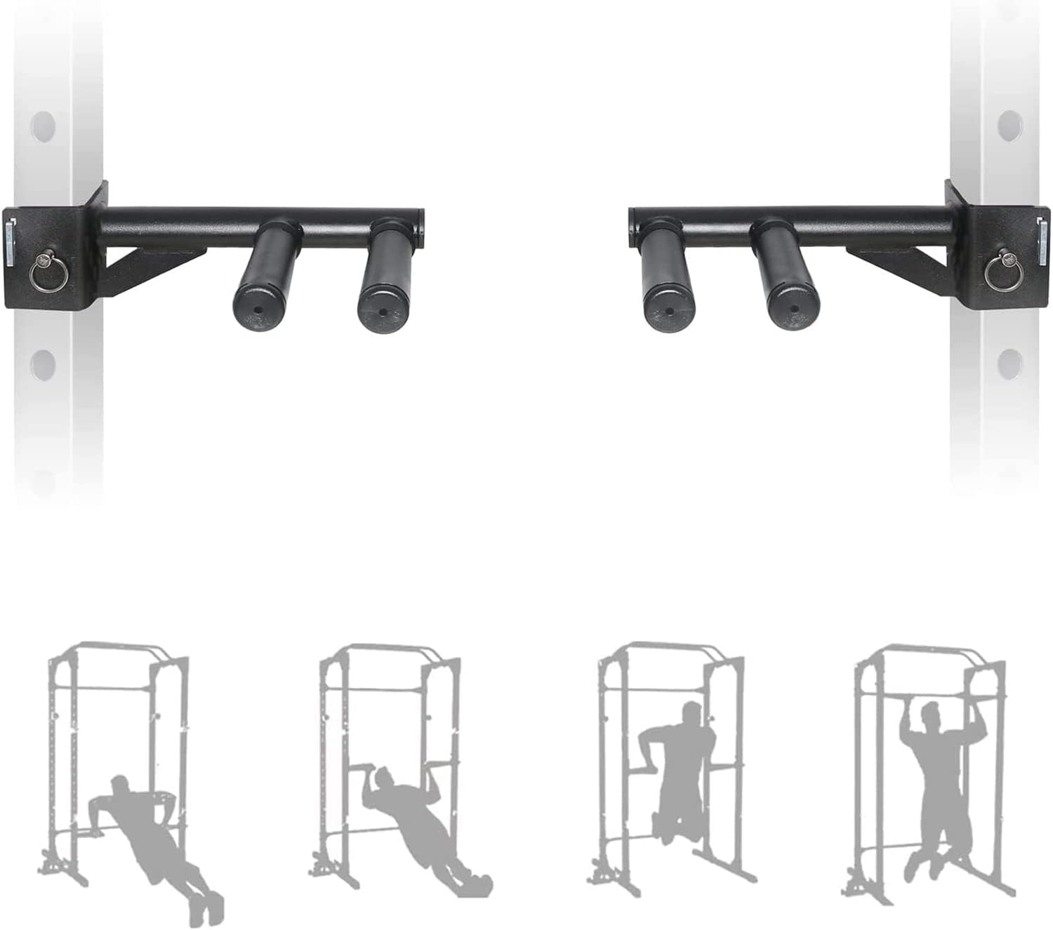 SYL Fitness Dip Bar Attachments for 2" X 2" or 3" X 3" Power Rack - Narrow & Wide Dips Double Handles (Patent Pending)