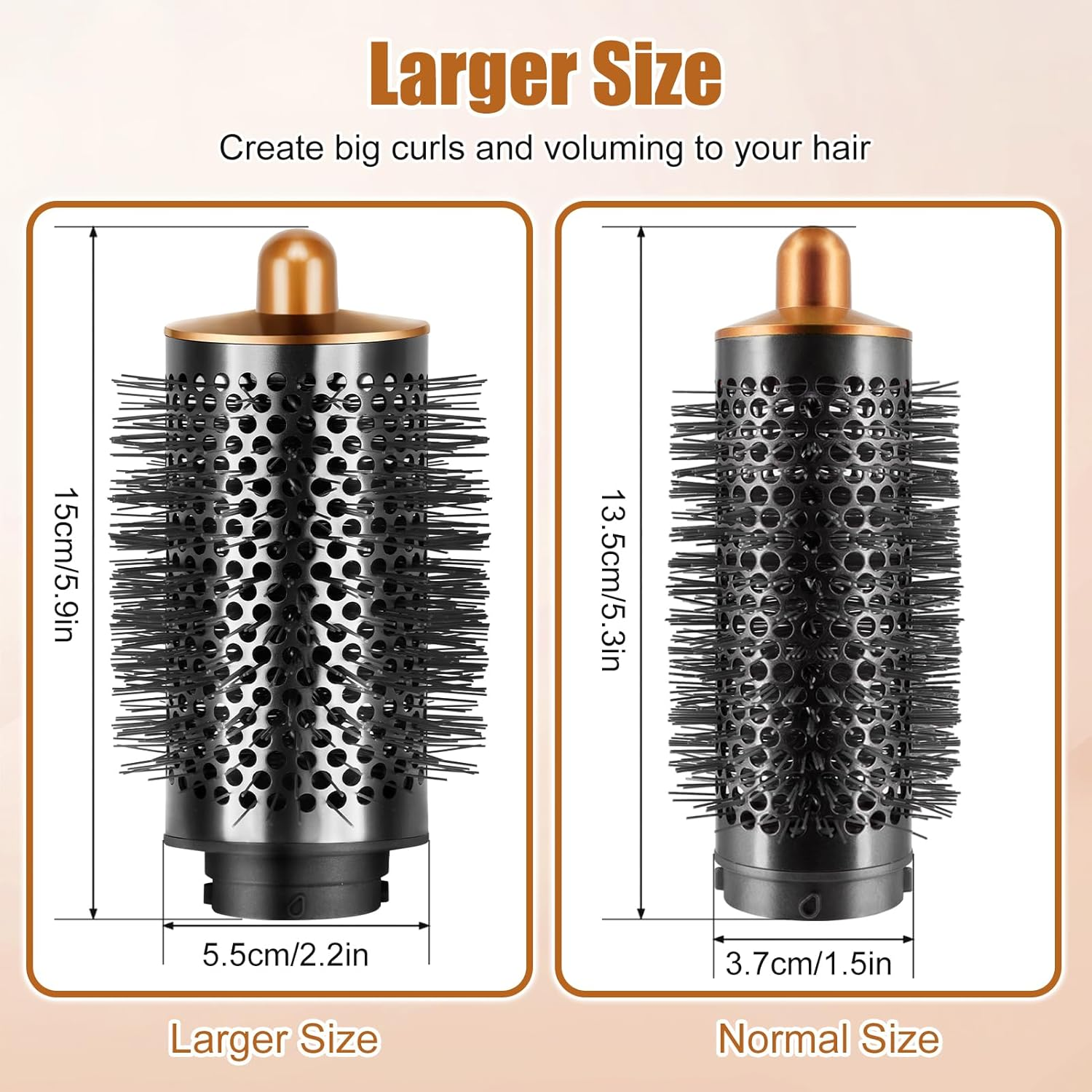 Chuancheng Upgraded Large round Volume Brush for Dyson Airwrap Attachments, Volume Attachment Brush for Flat Hair, Gold - Diffuser Nozzle image number 4