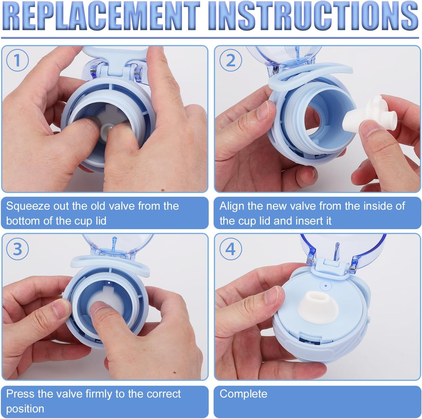 4PCS Bite Valve Replacement for Ello Cooper 32Oz Stainless Steel Water Bottle, Water Bottle Mouthpiece Cap Lid, Silicone Free BPA Spout for Ello Cooper 18/22/40Oz Accessories Parts (White) image number 4