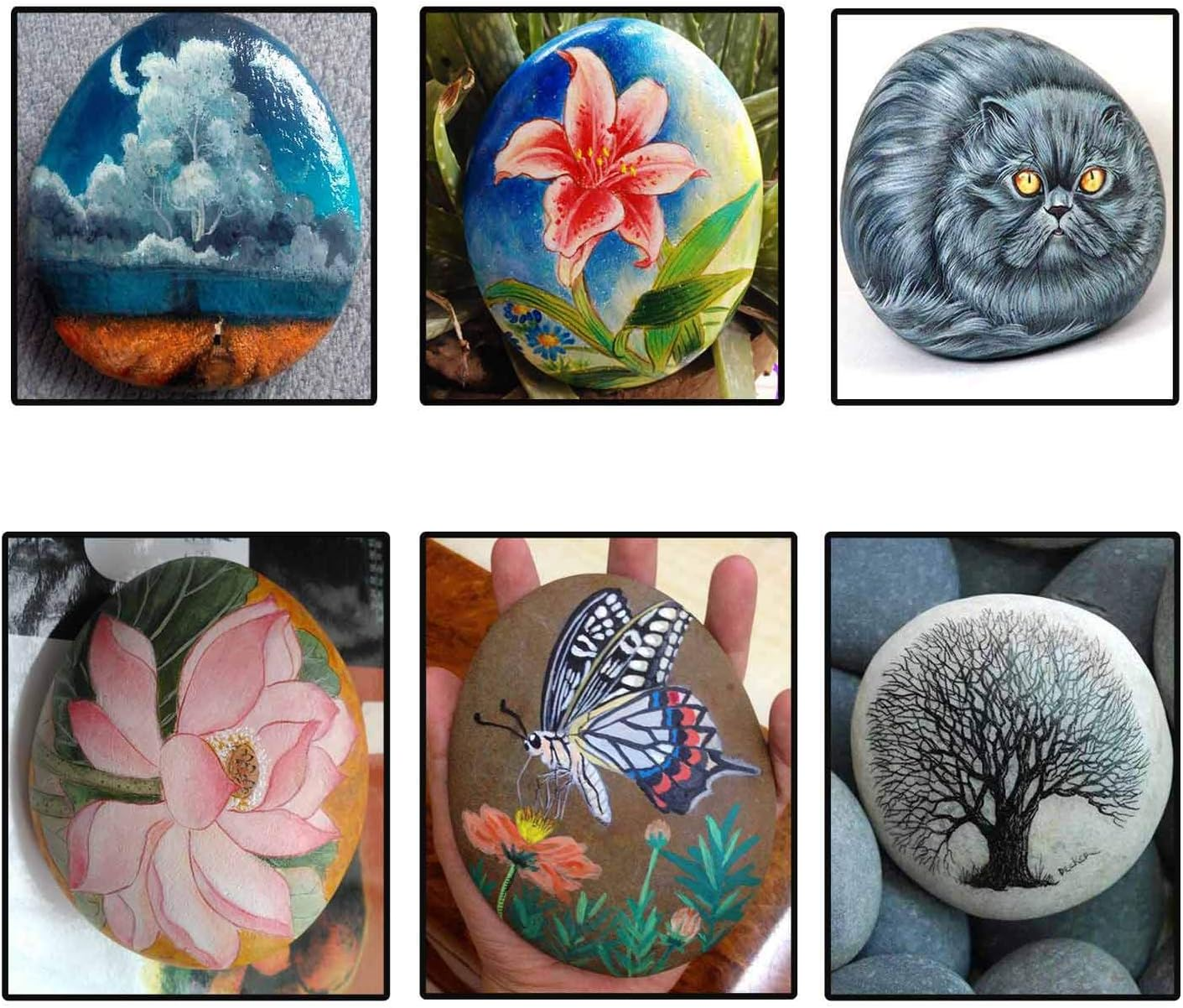 12 Extra-Large Rocks for Painting &ndash; Multi-Colored Craft Rock Painting Stones, 3.5&rdquo; - 4.5&rdquo; Inch Smooth and Flat, Non-Porous Painting Rocks, 100% Natural River Rocks for Mandala and Kindness Stones image number 1