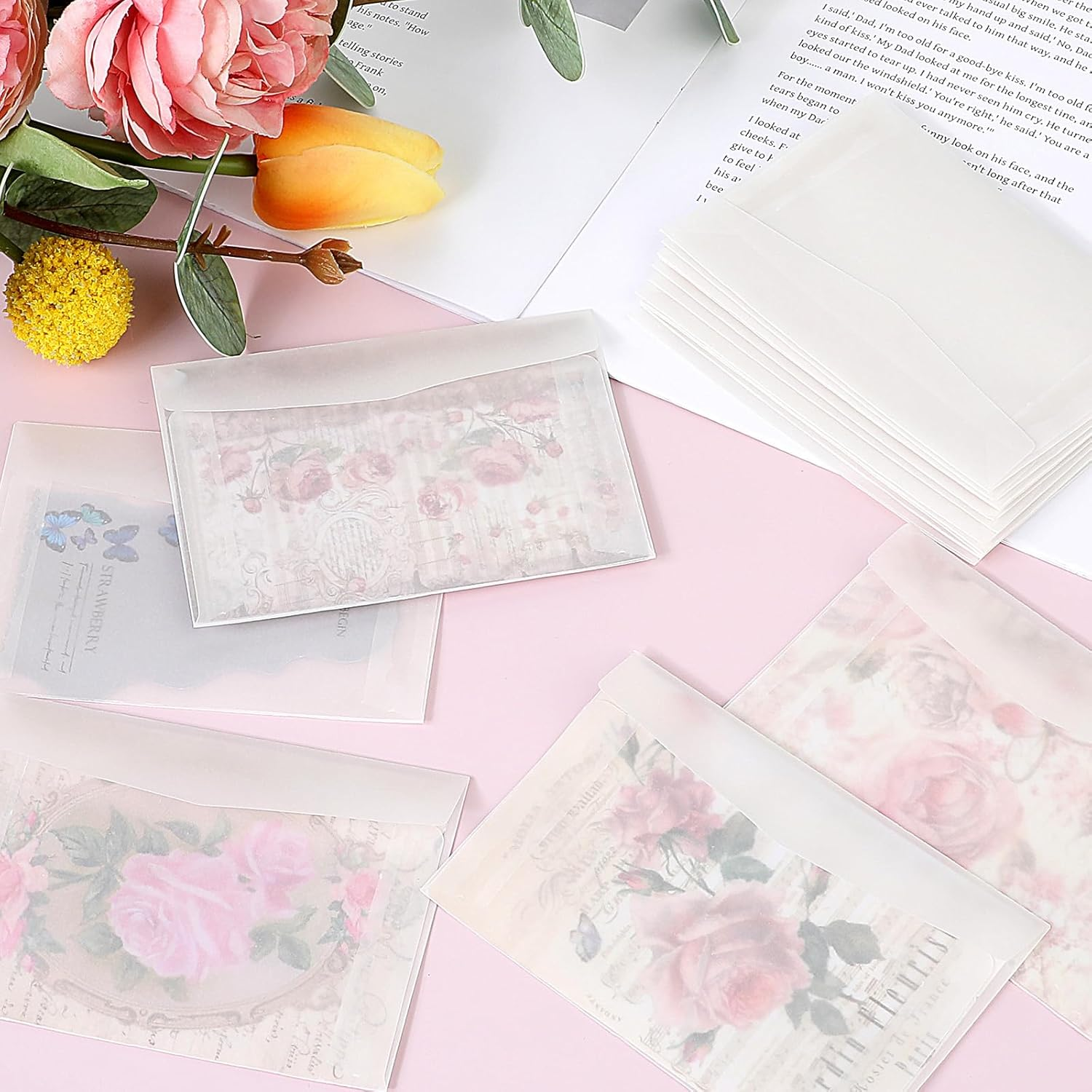 50 PCS Glassine Envelopes, 2.75X3.94Inches Glassine Bags Vellum Envelopes Sealing Paper Small Coin Collection Vegetable Seeds Lottery Storage Pack Stamp Cards Home Office Campus Wedding Gift image number 4