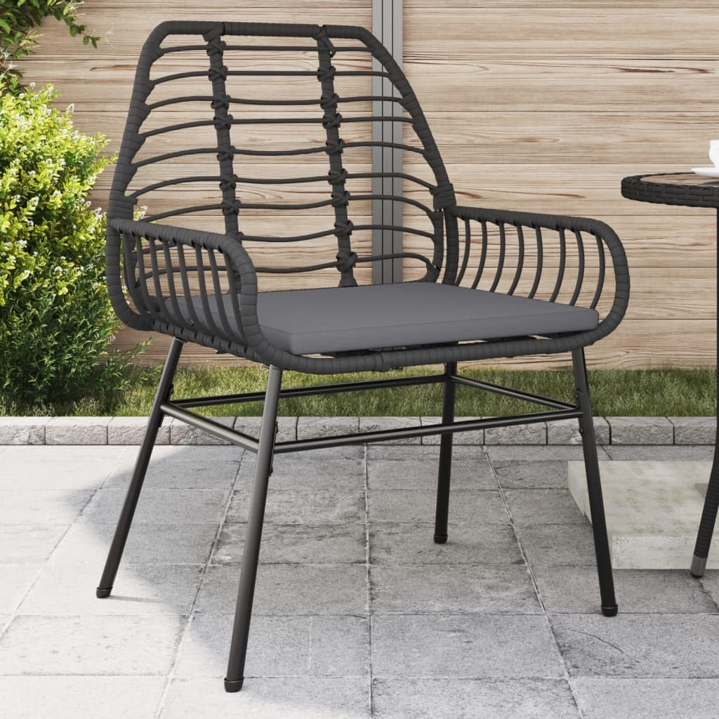 Vidaxl Garden Dining Chair Set - 2 Piece Black PE Rattan Outdoor Armchairs with Cushions - Spacious 57X60X86 Cm - Brown image number 3