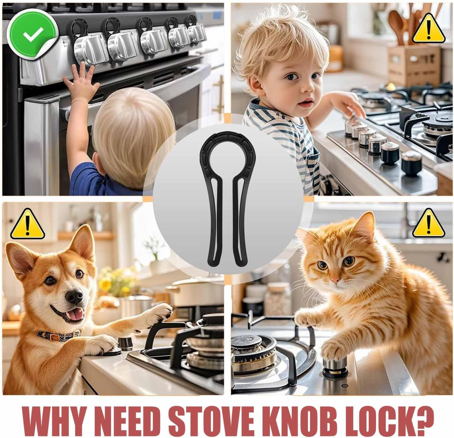 5 PCS of Lexizuo Gas Stove Knob Locks - Oven Knob Child Safety Cover, Baby-Proof Plastic Lock, Easy-To-Use Kitchen Safety Guards image number 1