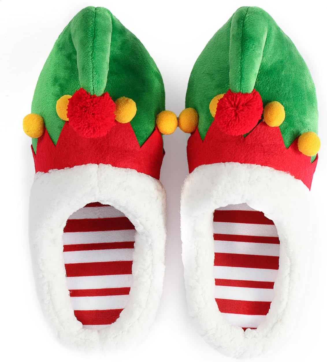 Christmas Slippers for Women Men Elf Shoes Furry Home Nonslip Slippers Comfy Bedroom Christmas Slippers Indoor Outdoor Shoes image number 4